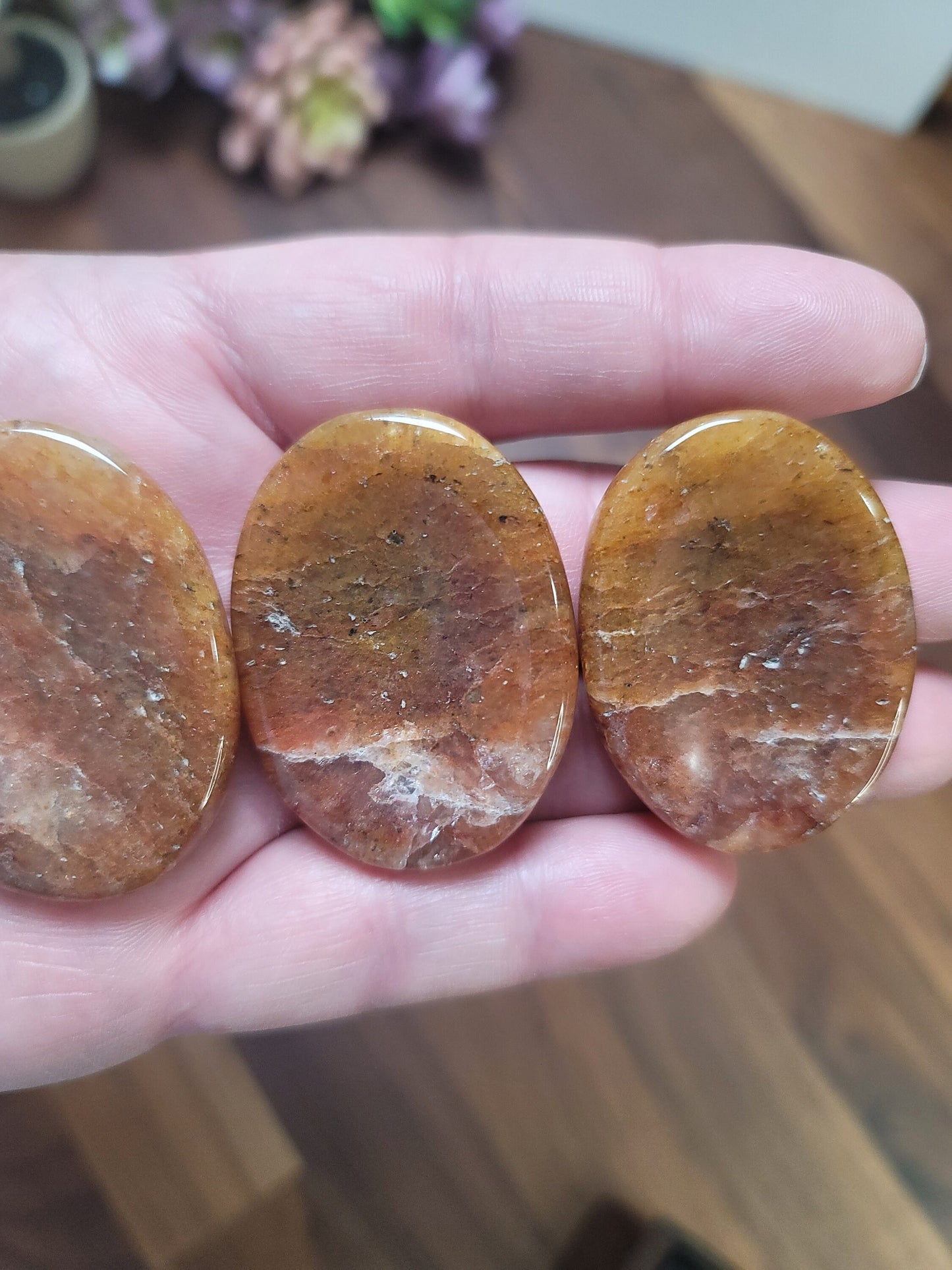 Chunky Hematoid Quartz Worry Stone: Golden Healer Crystal (1.9")