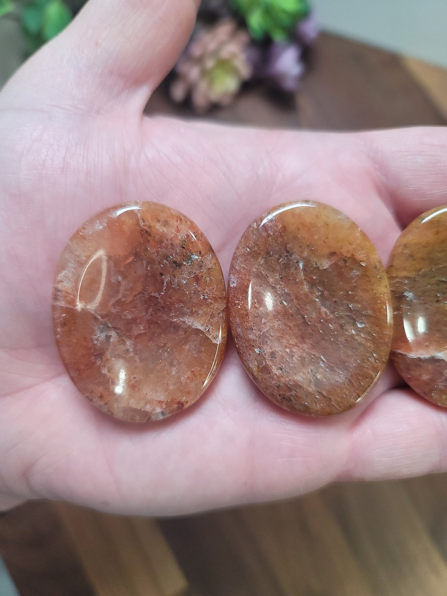 Chunky Hematoid Quartz Worry Stone: Golden Healer Crystal (1.9")