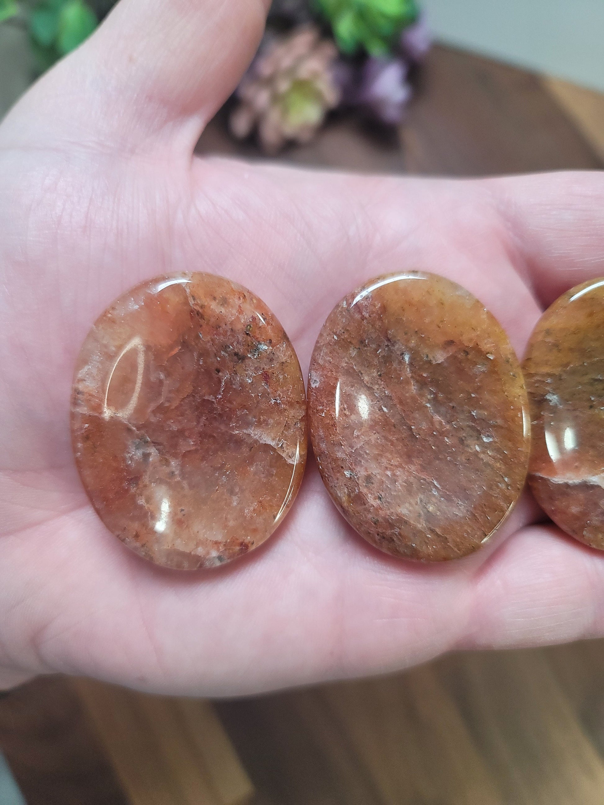 Chunky Hematoid Quartz Worry Stone: Golden Healer Crystal (1.9")