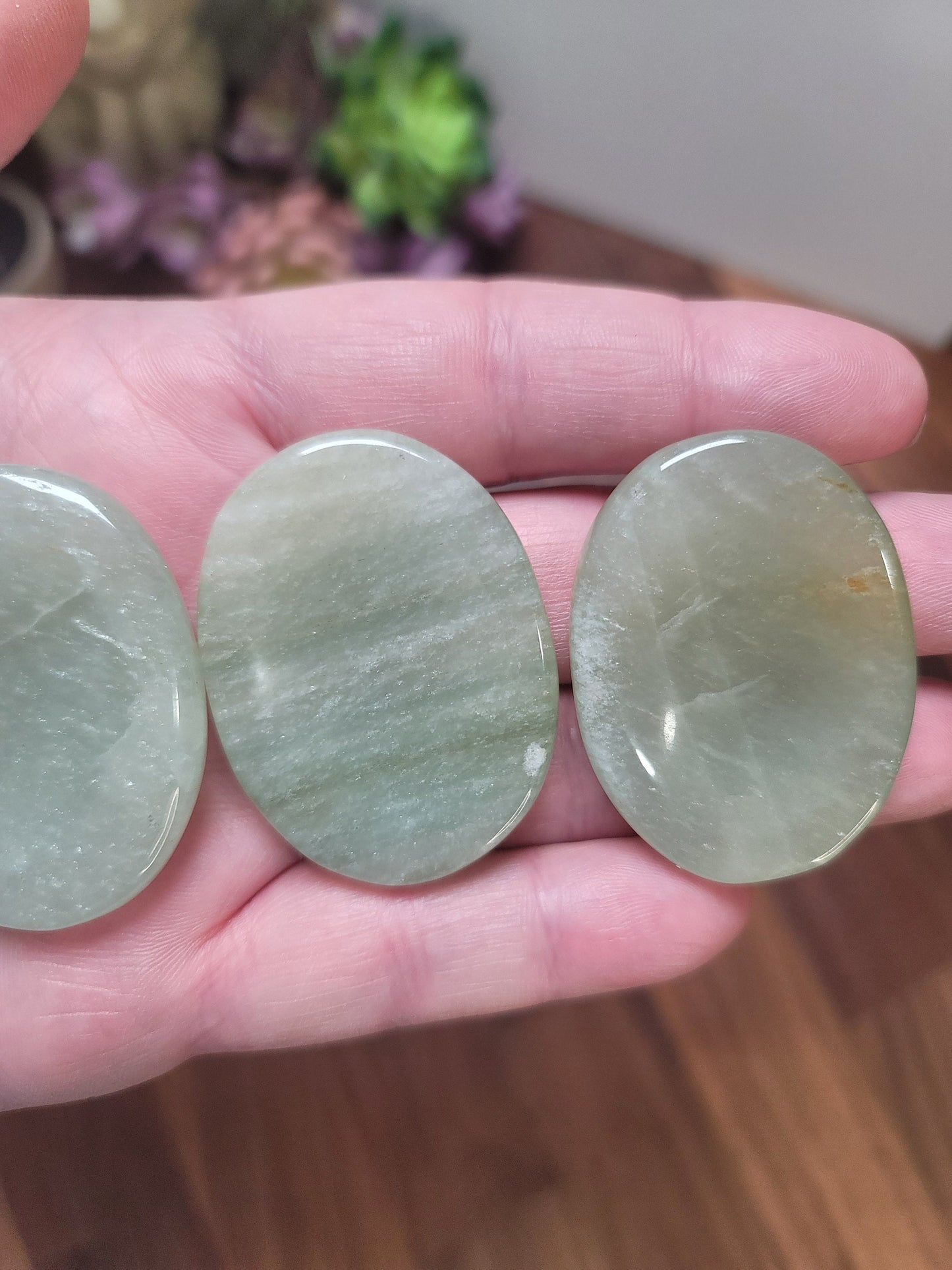 Green Onyx Worry Stone: Chunky 1.9' Light Minty Crystal - Smooth Polished Finish