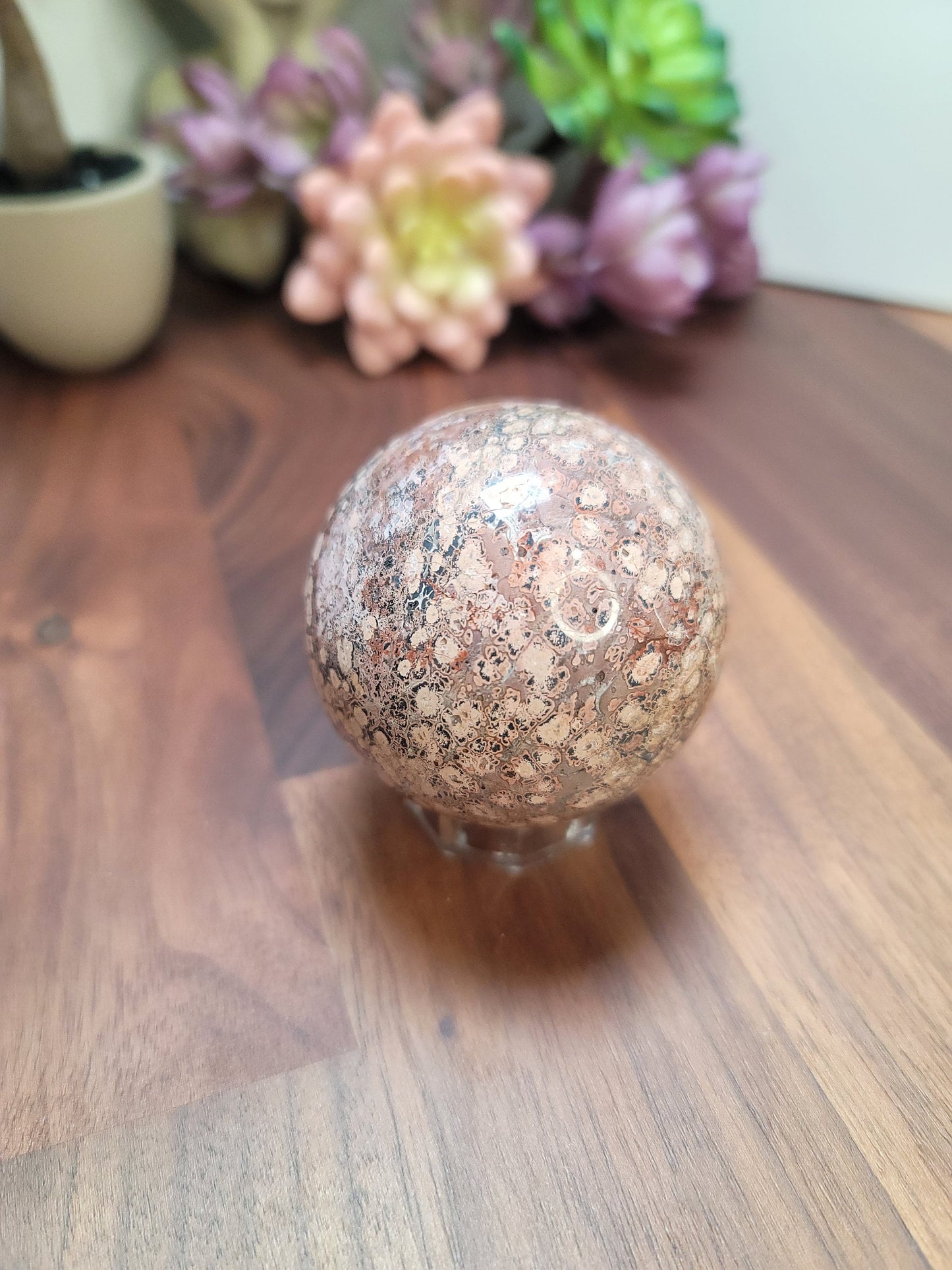 Leopardite Sphere: Leopard Skin Jasper Crystal (59 MM)