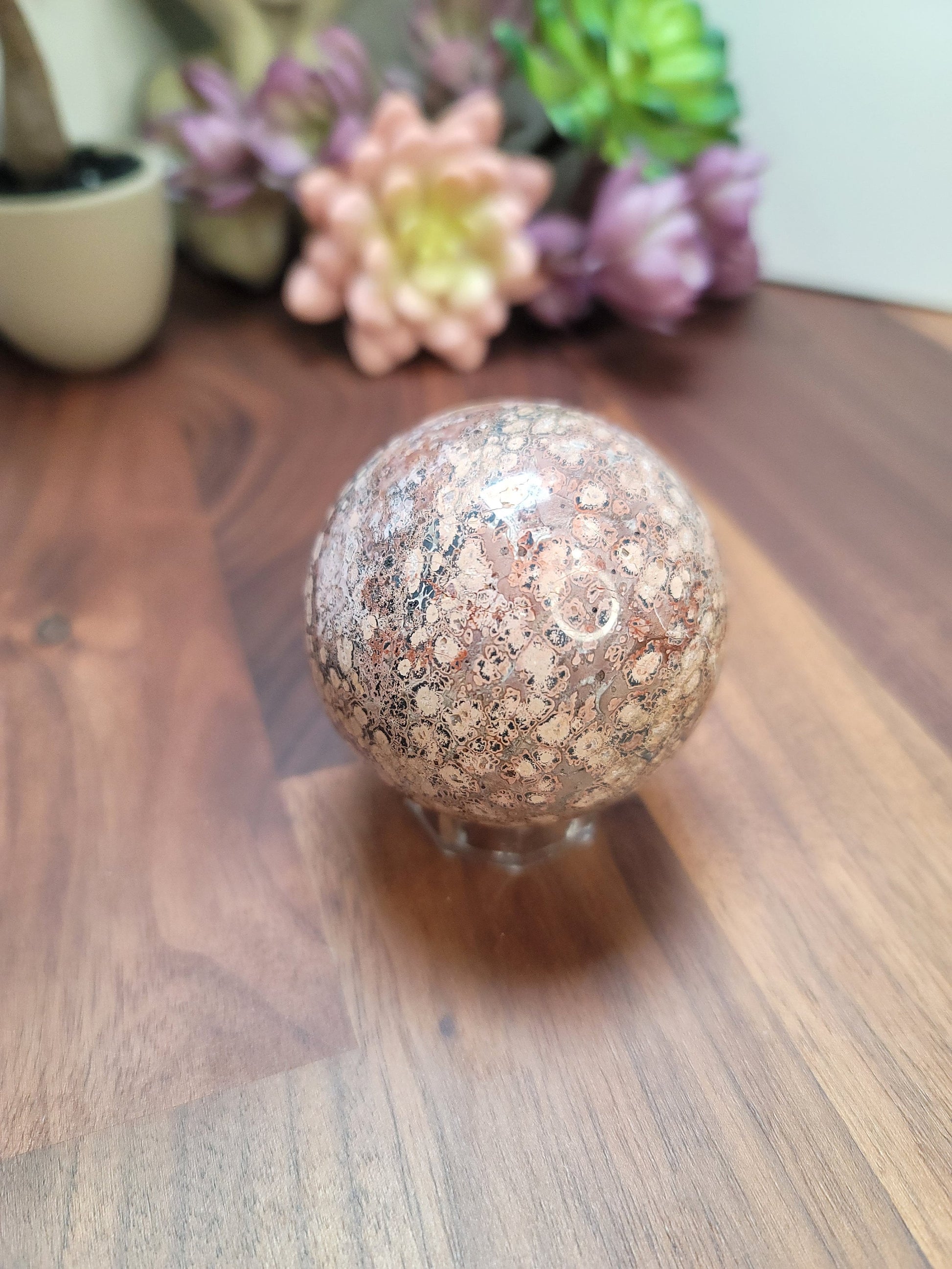 Leopardite Sphere: Leopard Skin Jasper Crystal (59 MM)
