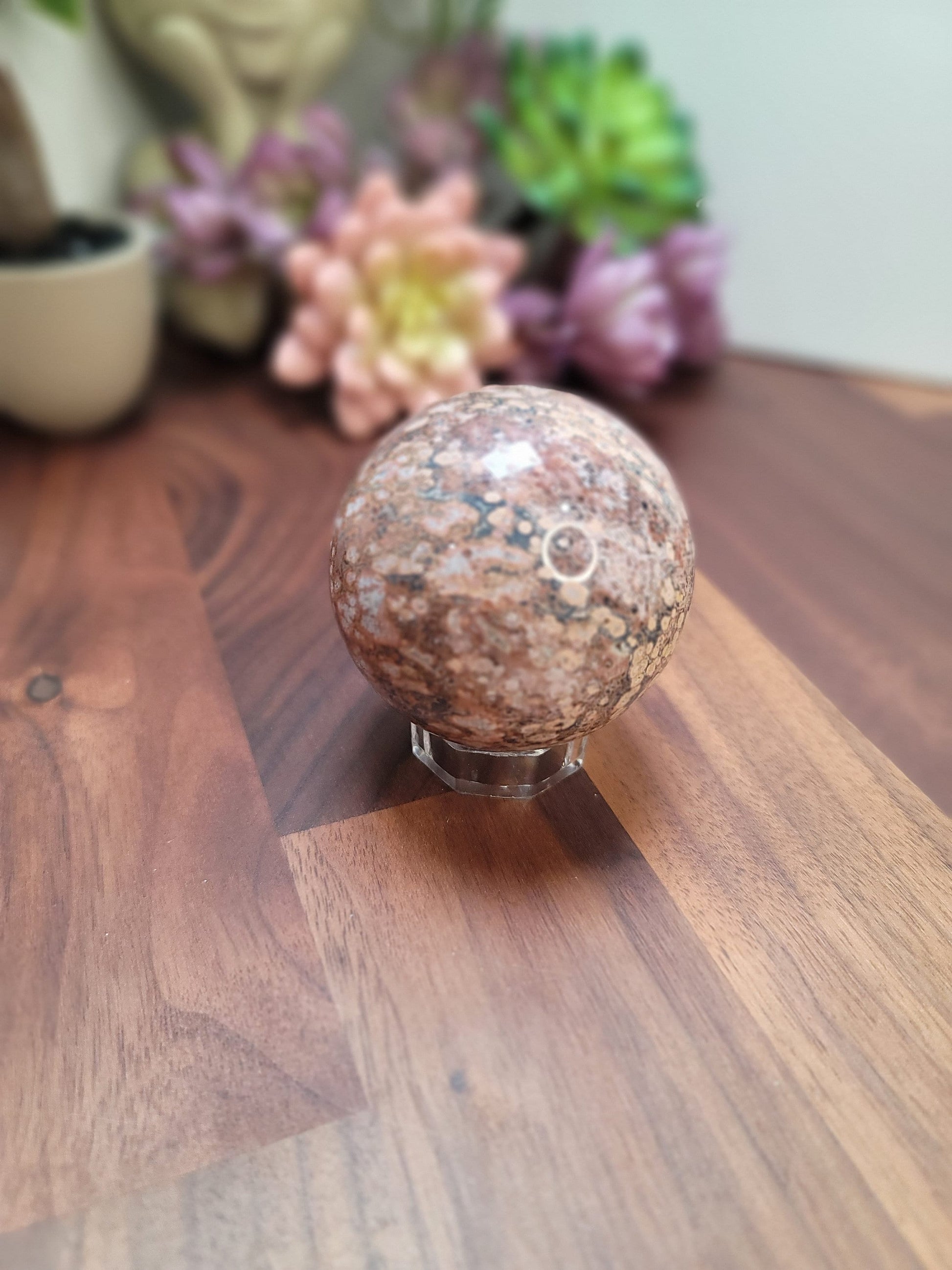 Leopardite Sphere: Leopard Skin Jasper Crystal (59 MM)