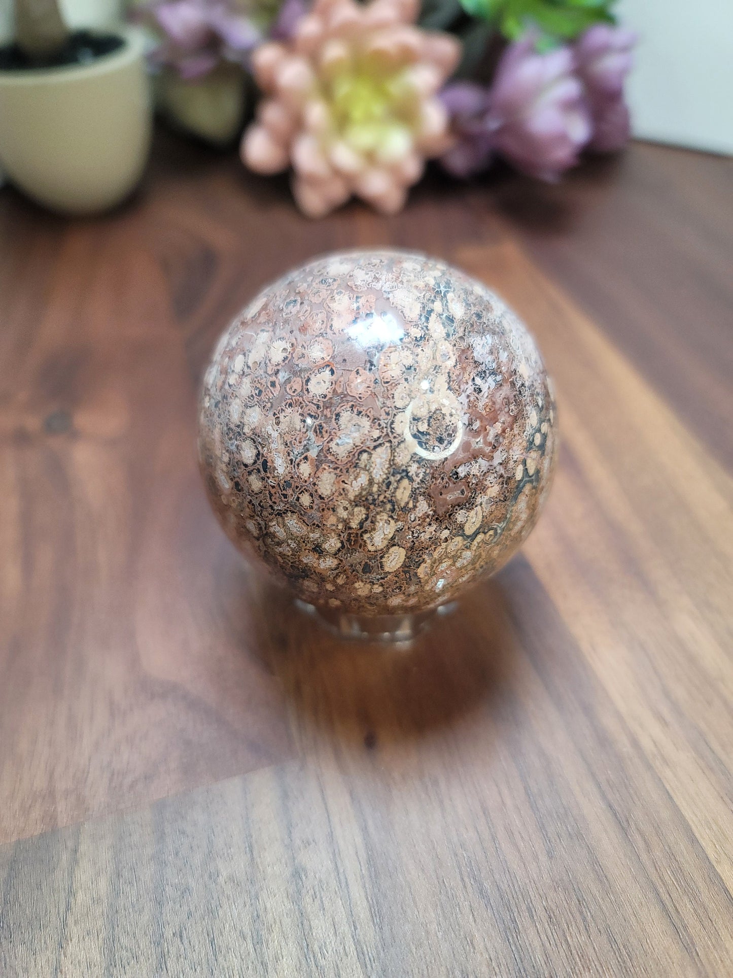 Leopardite Sphere: Leopard Skin Jasper Crystal (59 MM)