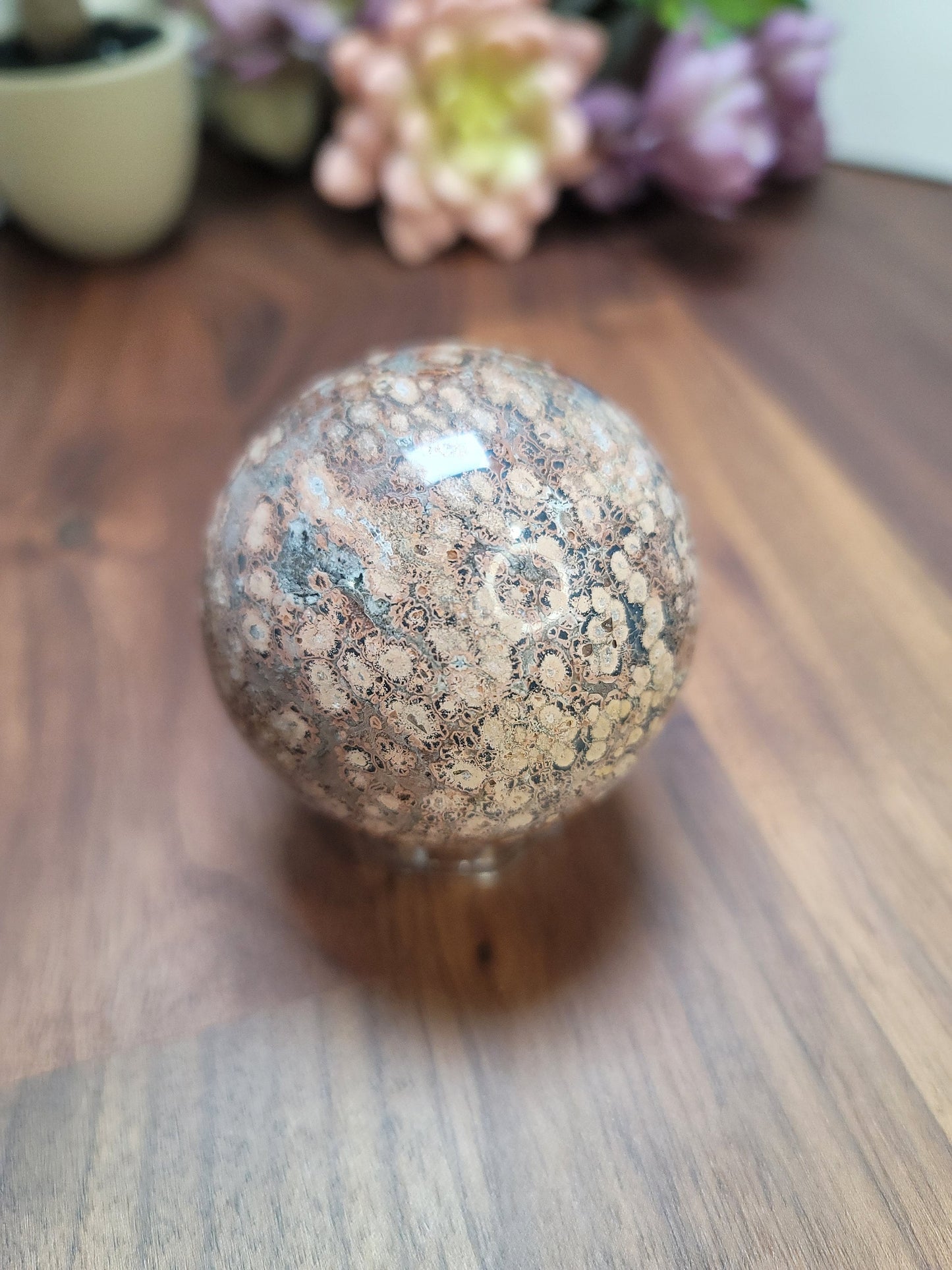 Leopardite Sphere: Leopard Skin Jasper Crystal (59 MM)