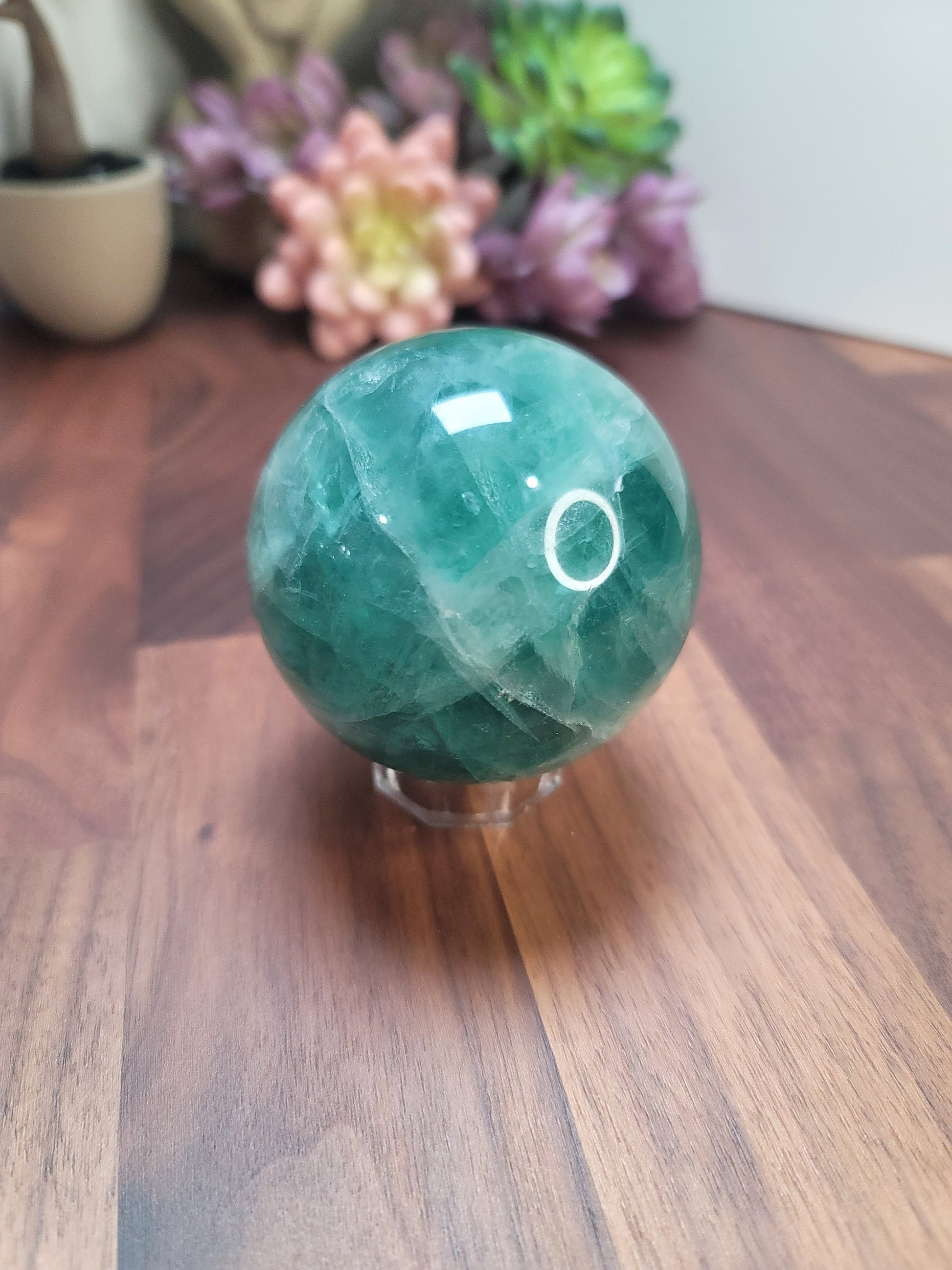Crystal Sphere: Green Fluorite Decorative Stone (66mm)