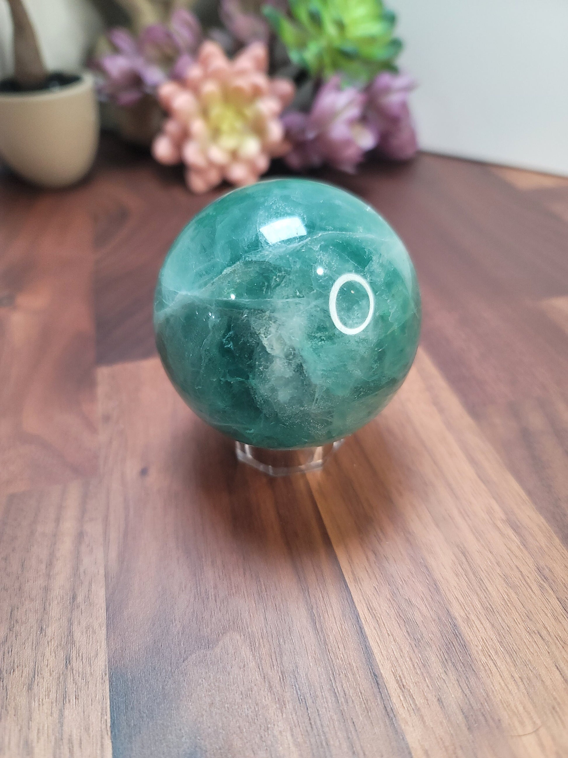 Crystal Sphere: Green Fluorite Decorative Stone (66mm)