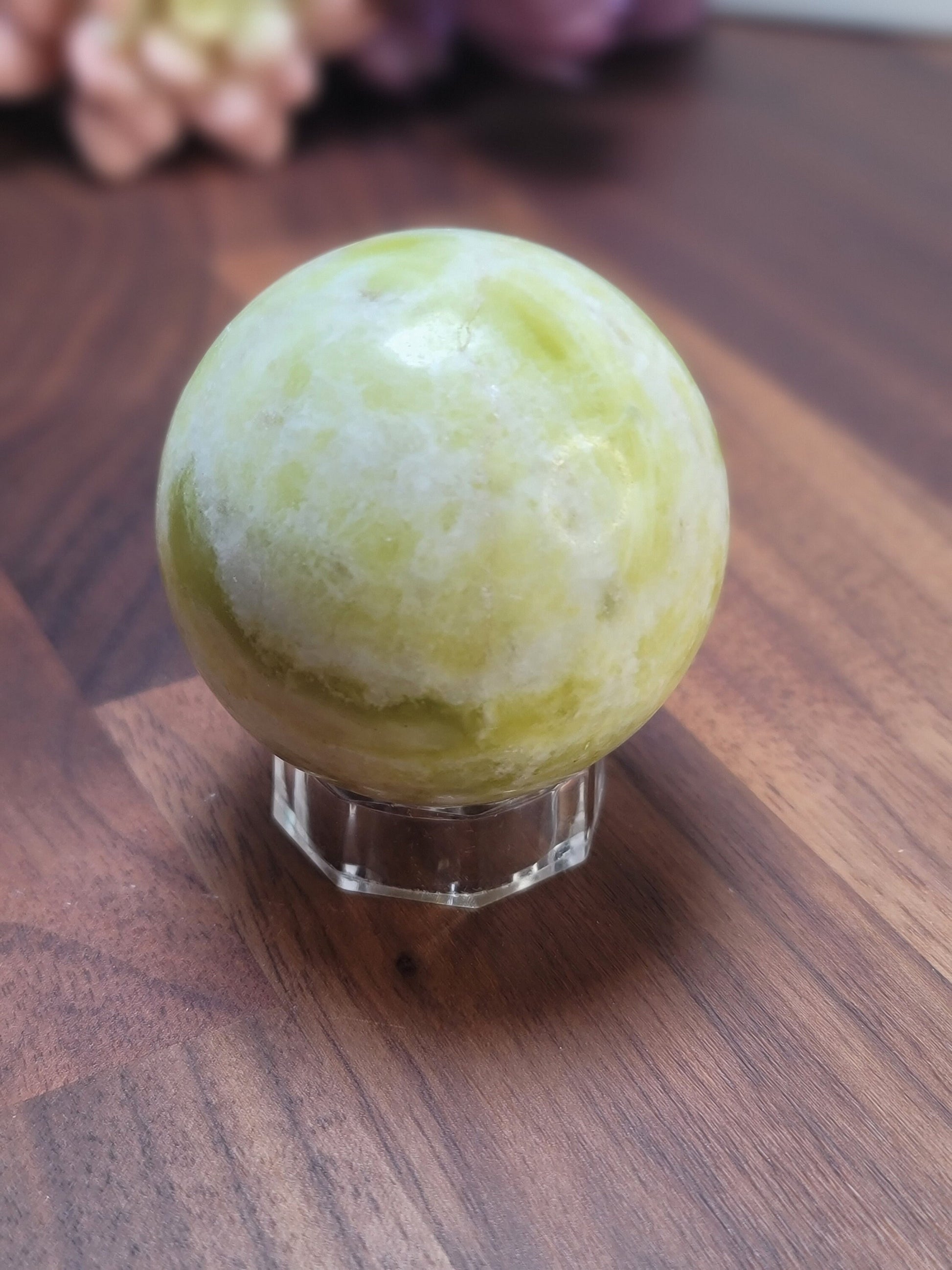 Yellow Serpentine Crystal Sphere (53mm, Natural Stone)