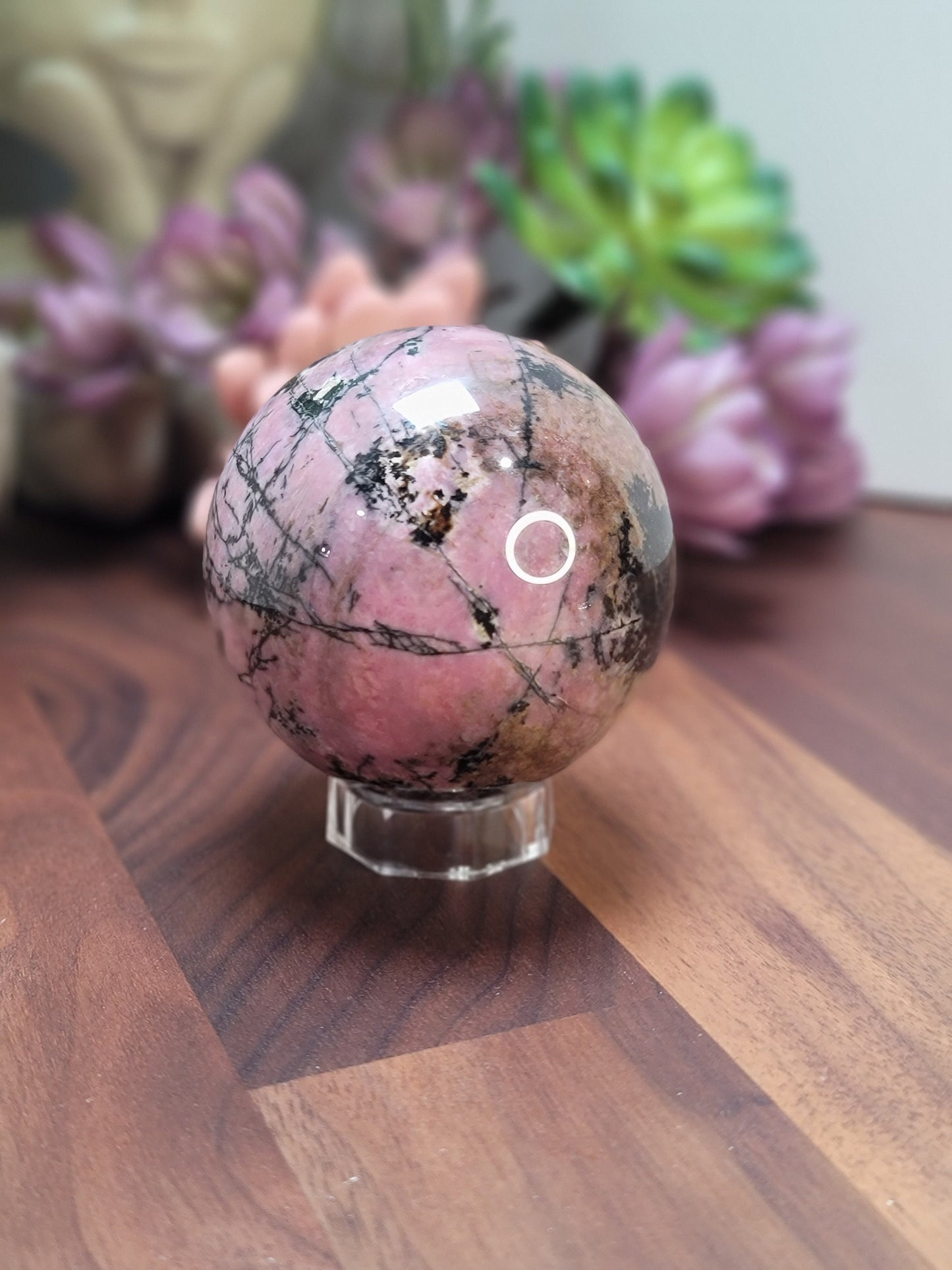 Really Nice Rhodonite Sphere | 66 MM | PC | Pink and Black | Only 1 Available