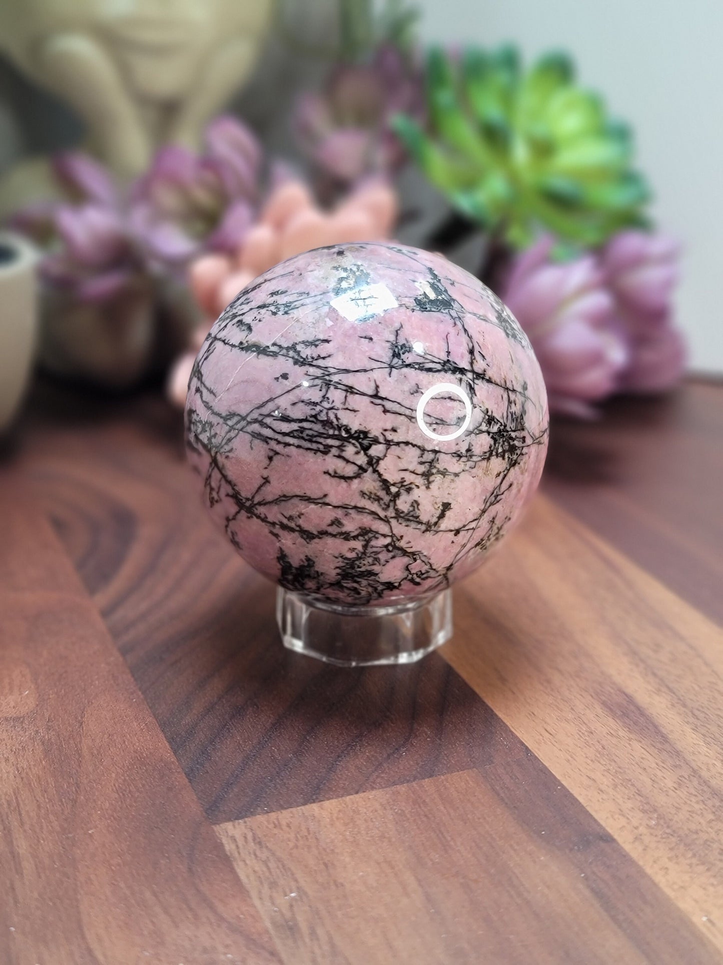 Really Nice Rhodonite Sphere | 66 MM | PC | Pink and Black | Only 1 Available