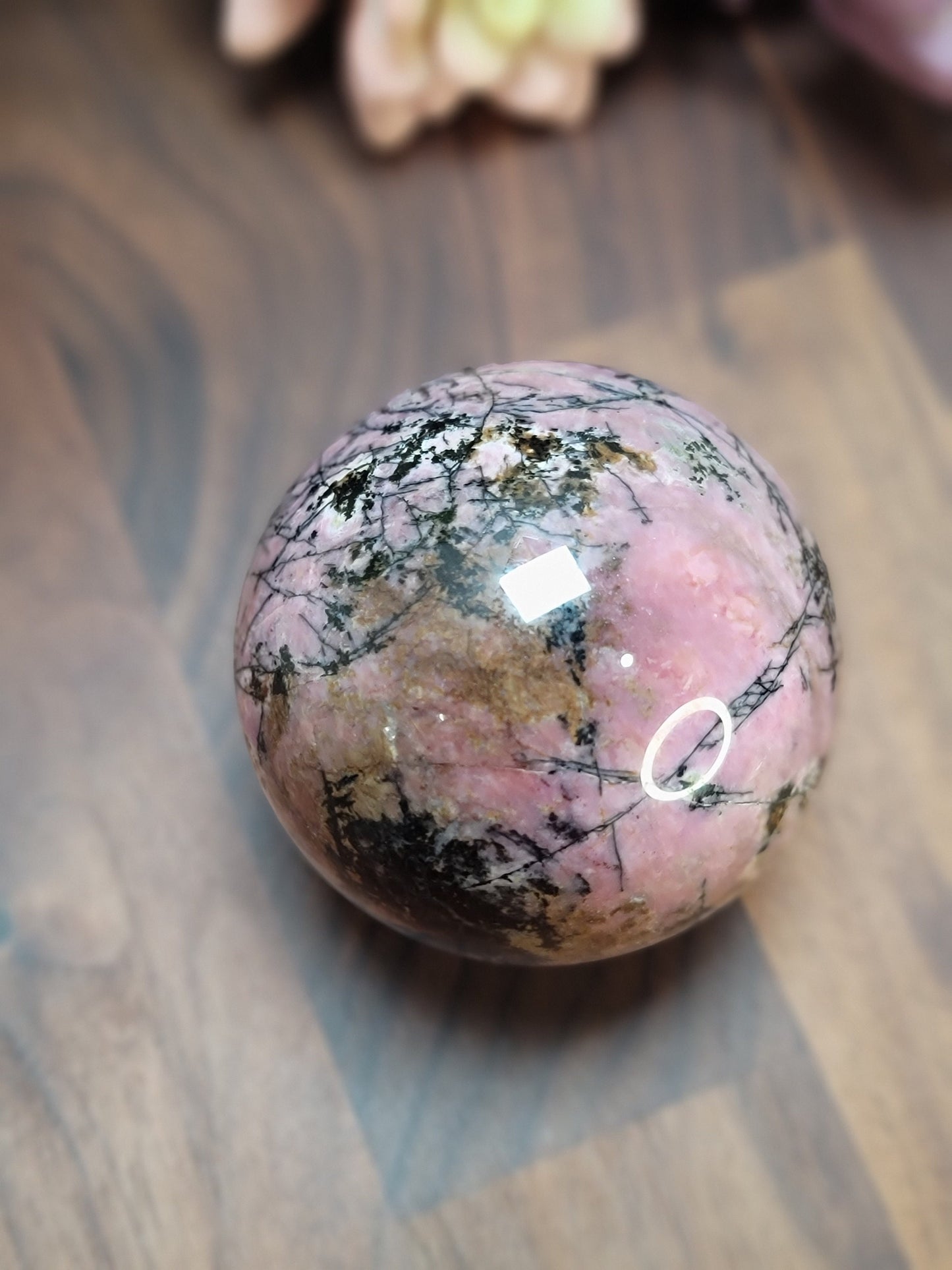 Really Nice Rhodonite Sphere | 66 MM | PC | Pink and Black | Only 1 Available