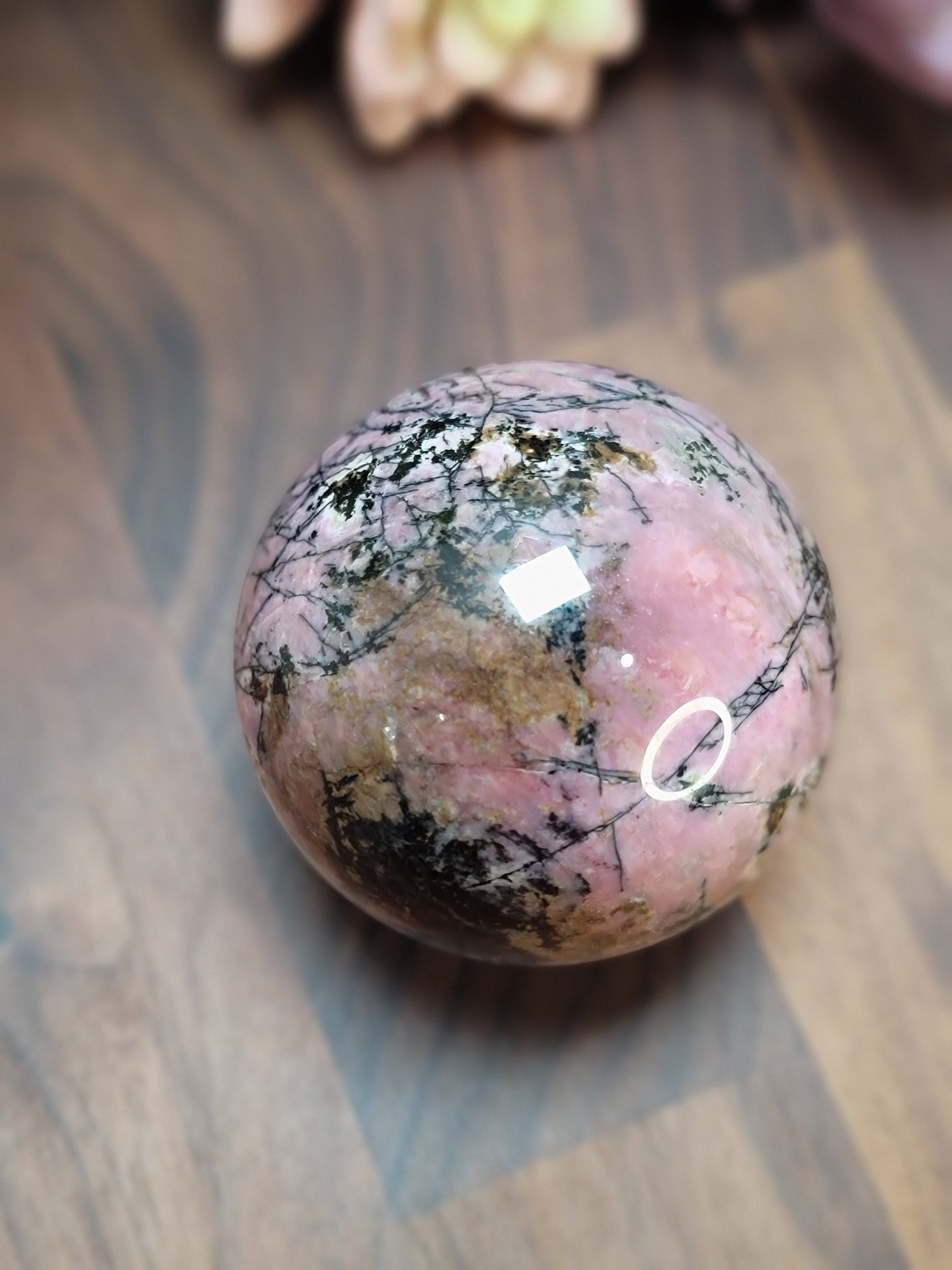 Really Nice Rhodonite Sphere | 66 MM | PC | Pink and Black | Only 1 Available