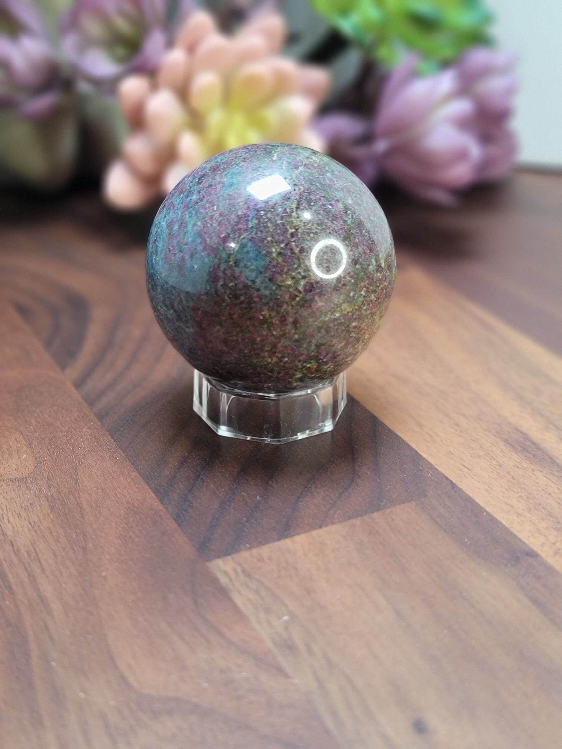 Radiant Ruby Kyanite Crystal Sphere | 53 MM | PC | Green and Pink | Only 1 Available