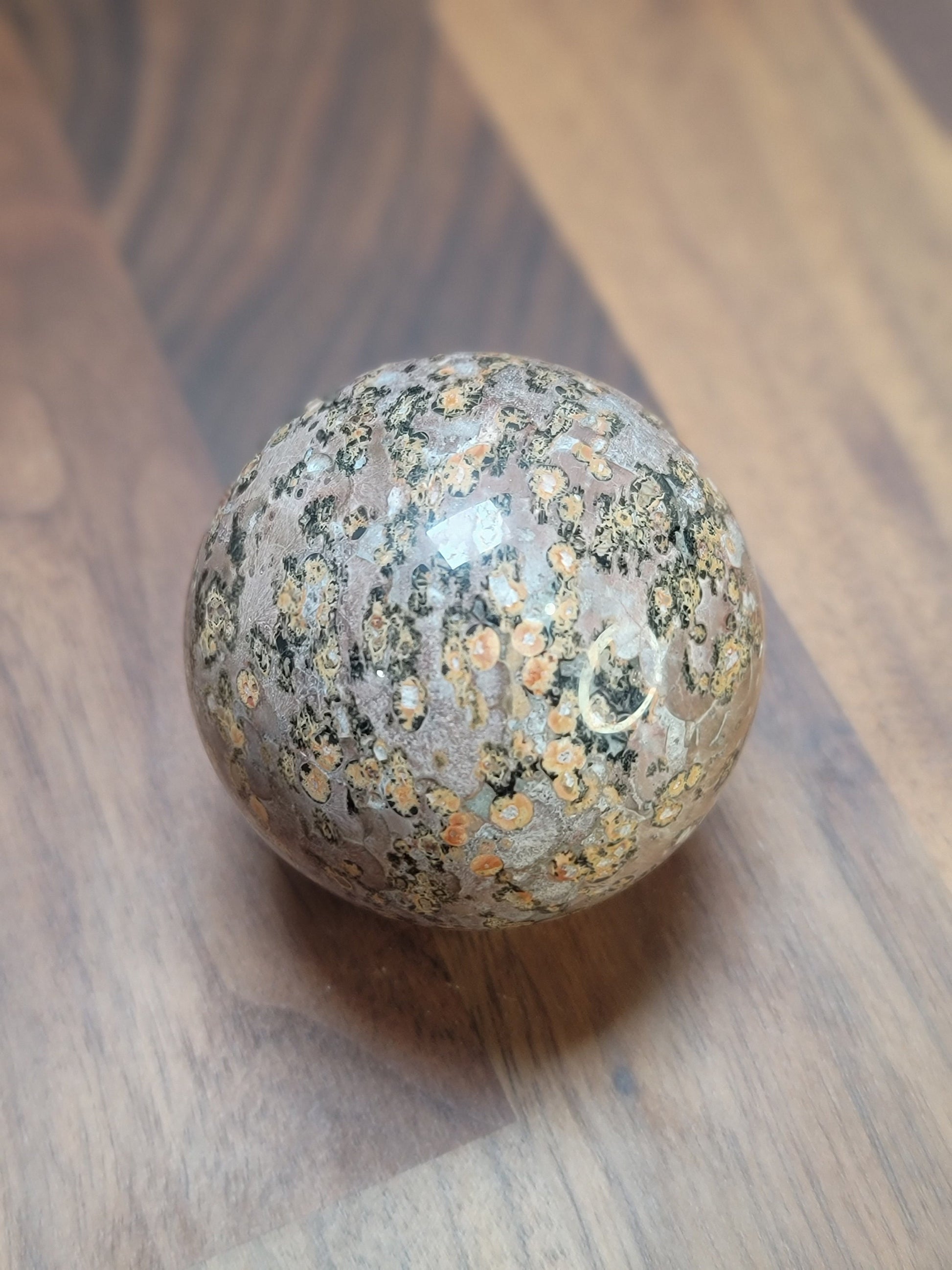 Pink Leopardite Crystal Sphere, Animal Print Stone (57mm, One Available)