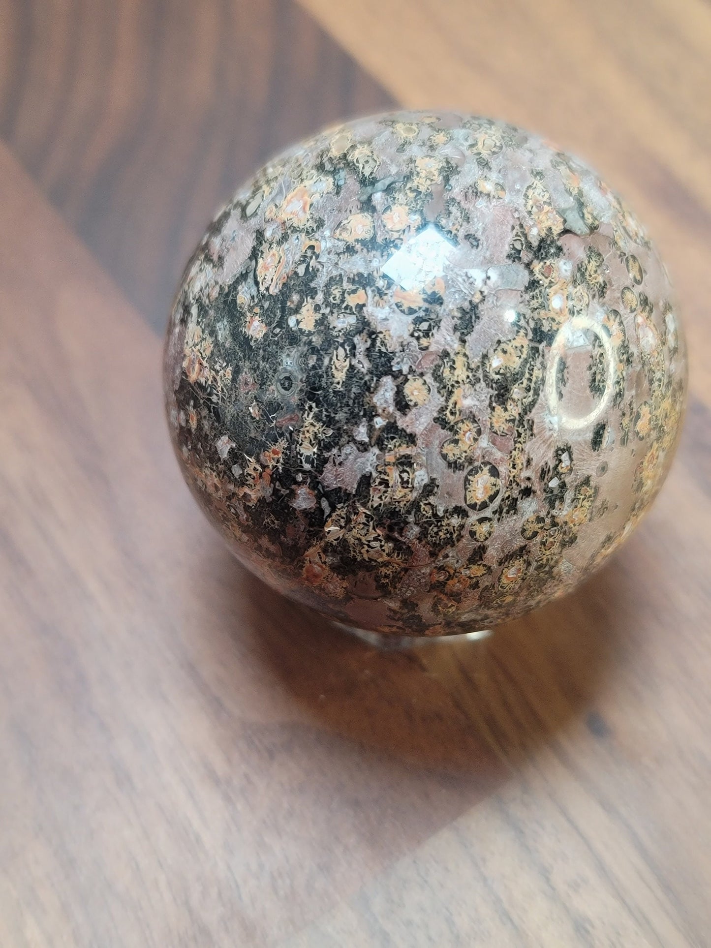 Pink Leopardite Crystal Sphere, Animal Print Stone (57mm, One Available)