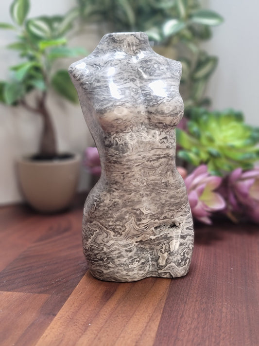 Picasso Jasper Goddess Crystal Carving: Spiderweb Stone (6 Inches)