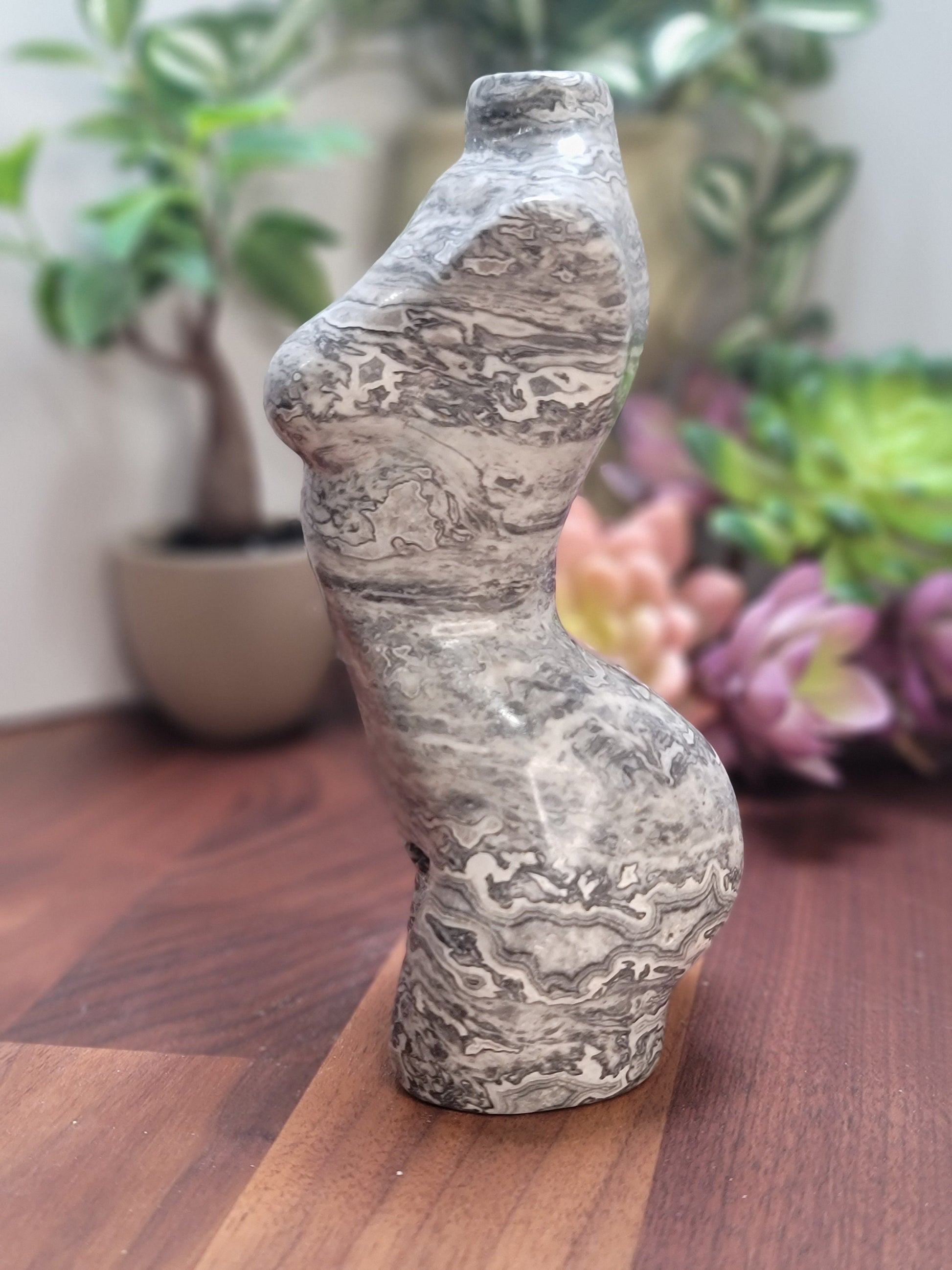 Picasso Jasper Goddess Crystal Carving: Spiderweb Stone (6 Inches)