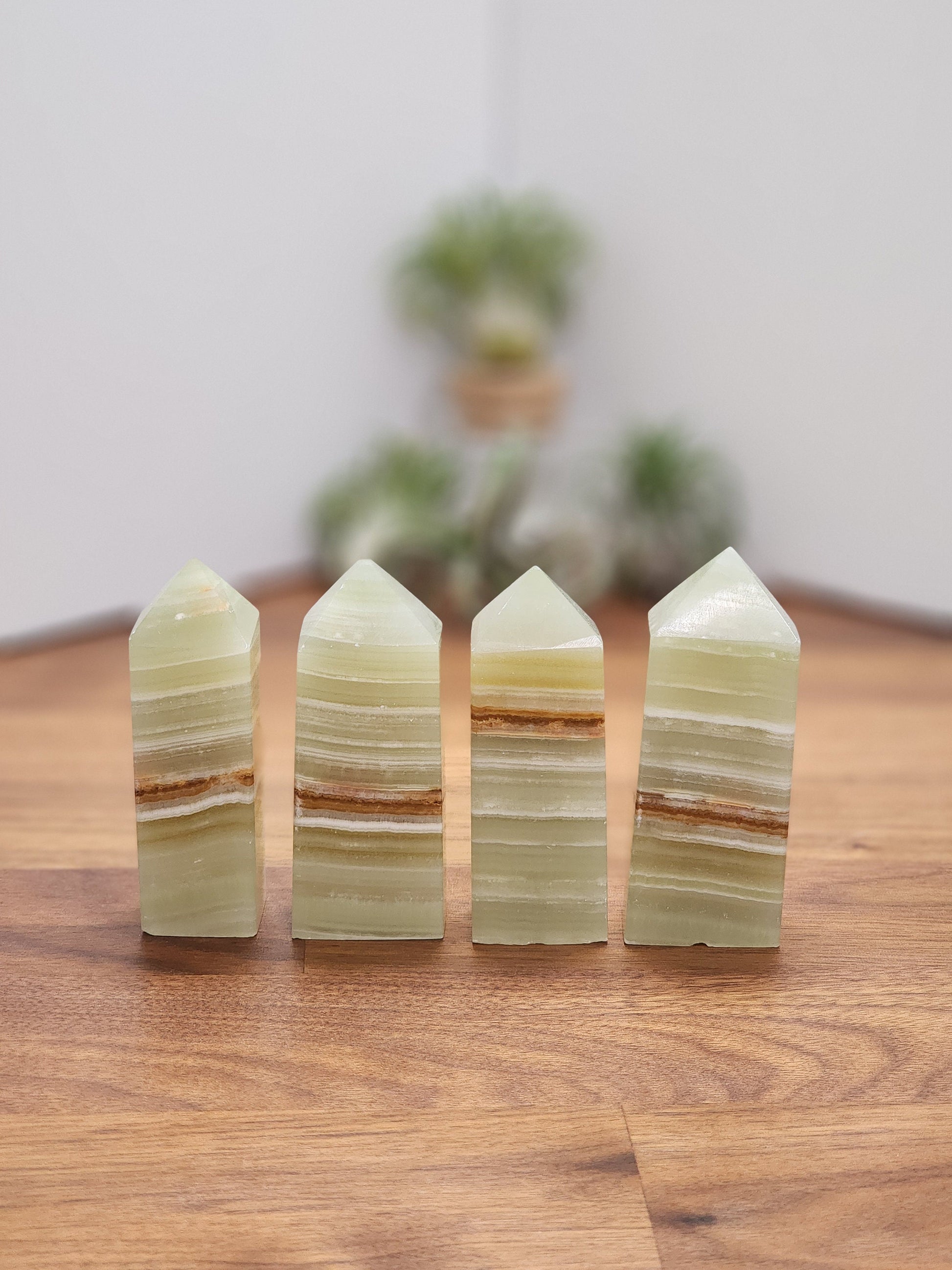 Afghan Jade Points | Brown Banded Crystal Tower | Green & Brown Banding | Light Green Onyx Banding | Intuitively Chosen