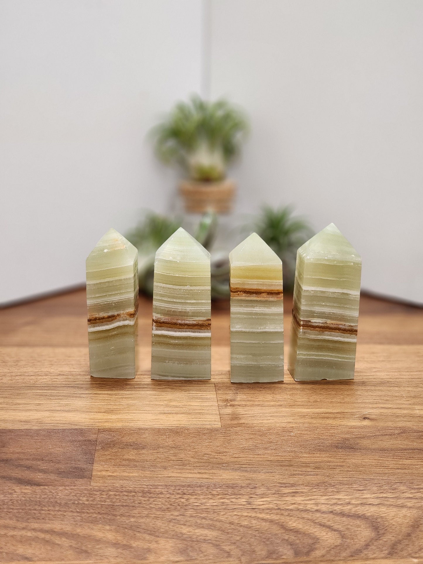 Afghan Jade Points | Brown Banded Crystal Tower | Green & Brown Banding | Light Green Onyx Banding | Intuitively Chosen