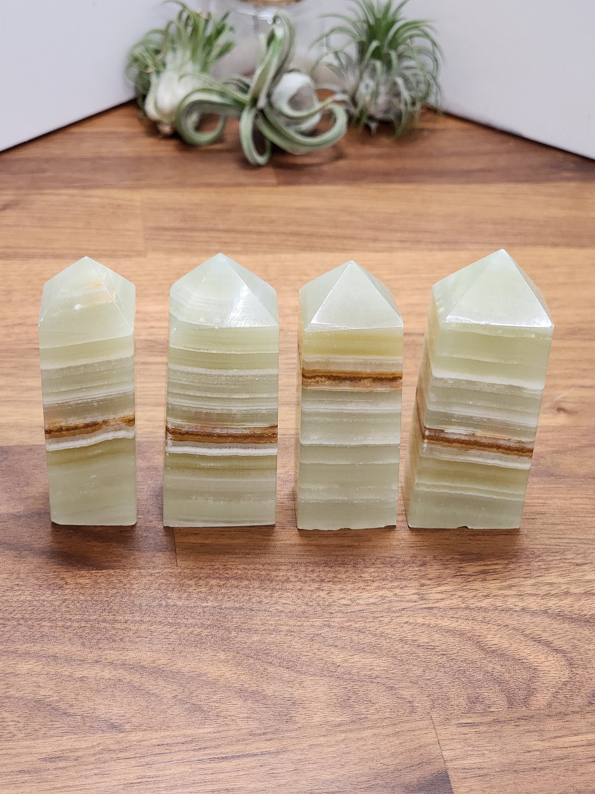 Afghan Jade Points | Brown Banded Crystal Tower | Green & Brown Banding | Light Green Onyx Banding | Intuitively Chosen