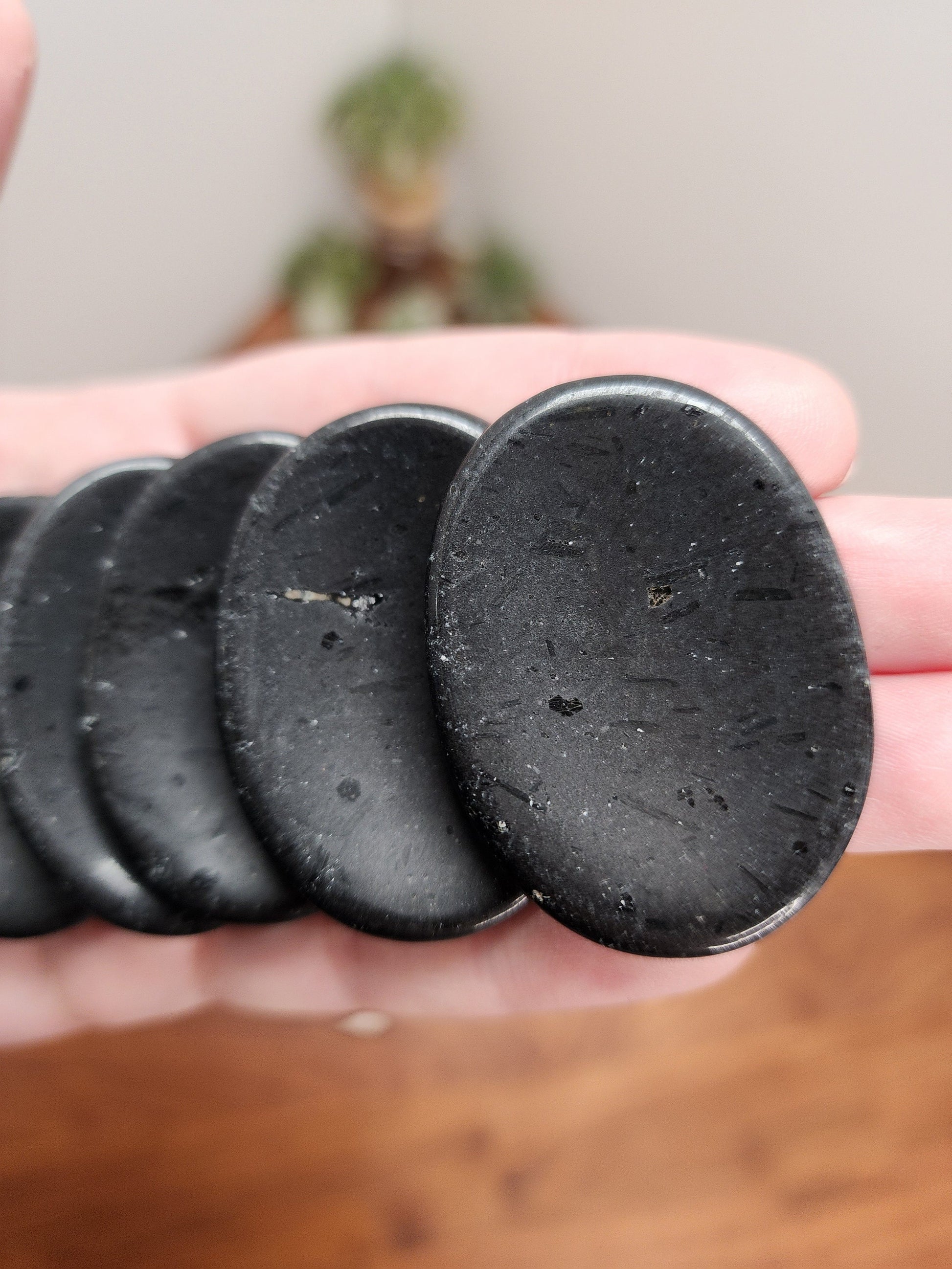 Black Tourmaline Worry Stone: Pocket Fidget Crystal for ADHD