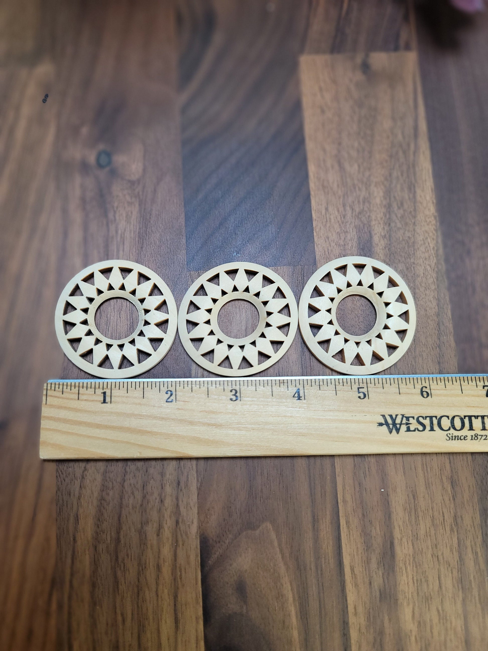 Wooden Crystal Sphere Stand, 16 Point Mandala Design (2 inch)