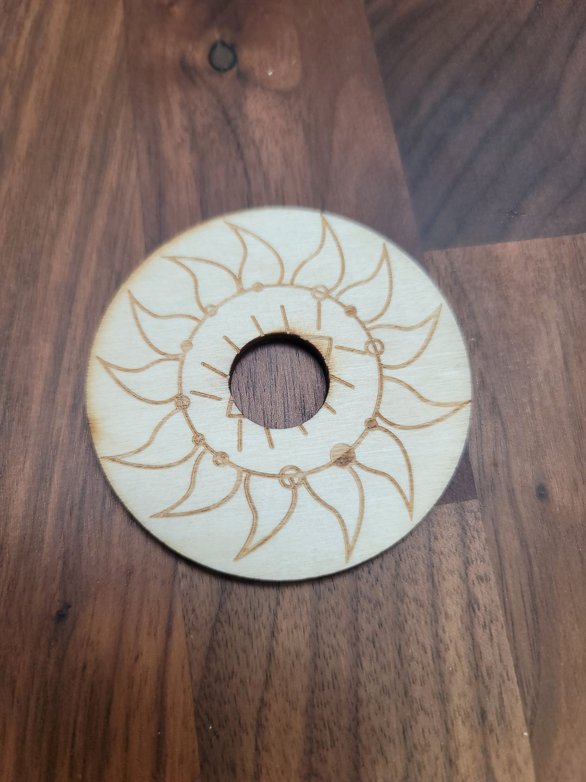 Crystal Sphere Stand: Sun Etched White Wood (Small Display)