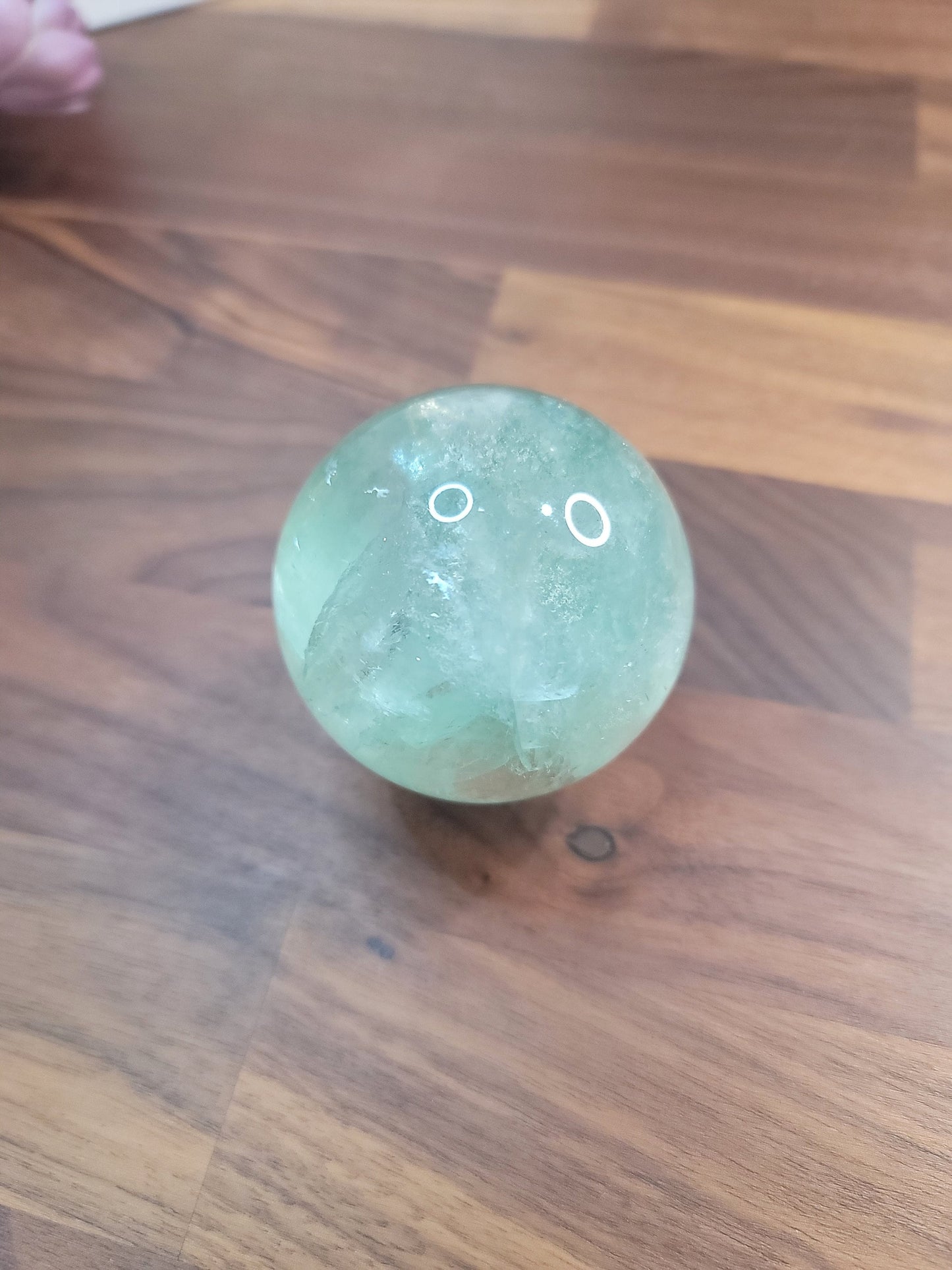 Green Fluorite Sphere: Rainbow Flash Crystal, 63mm