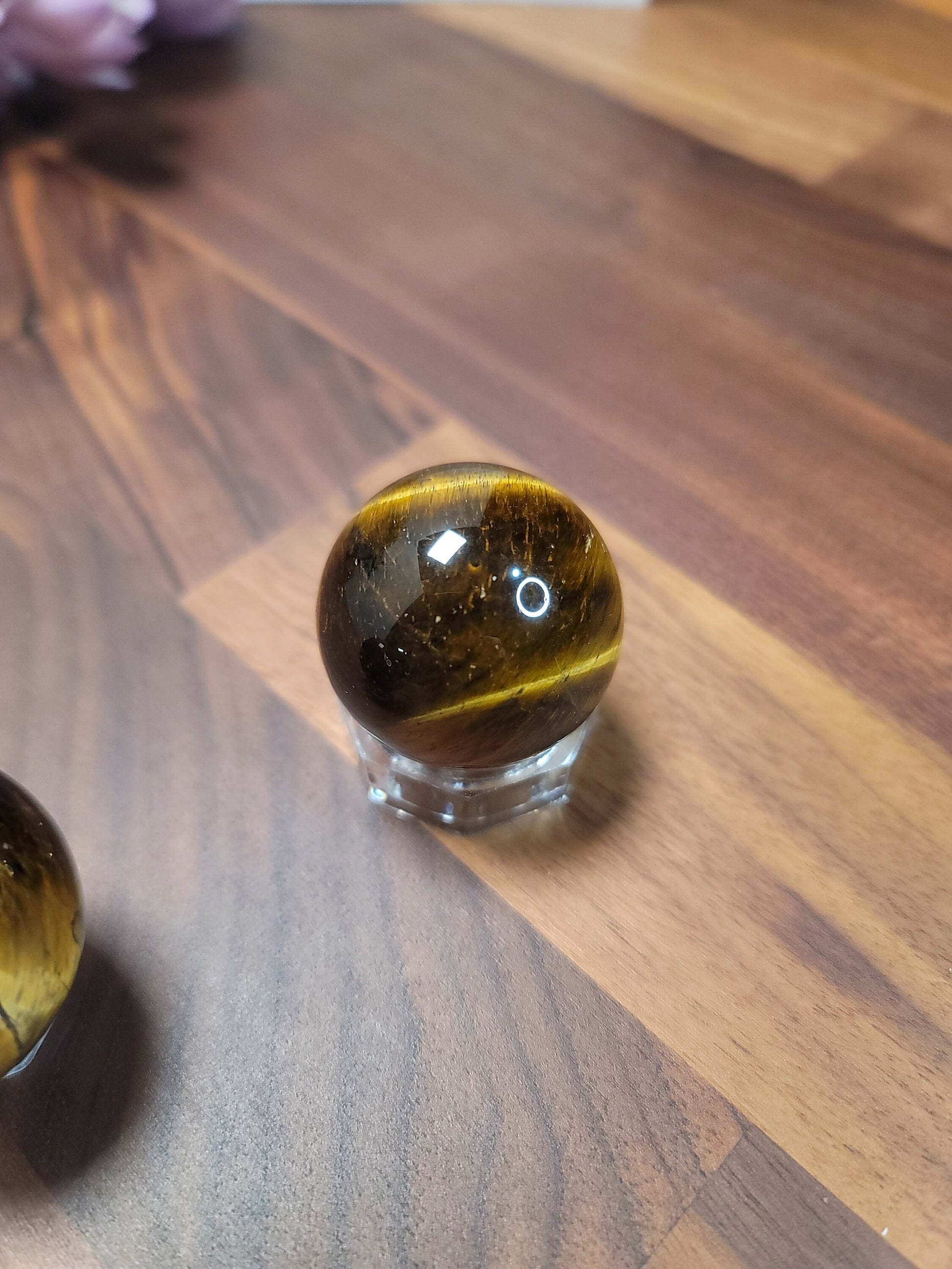Yellow Tiger Eye Sphere - Flashy Gold Crystal Orb, 35mm