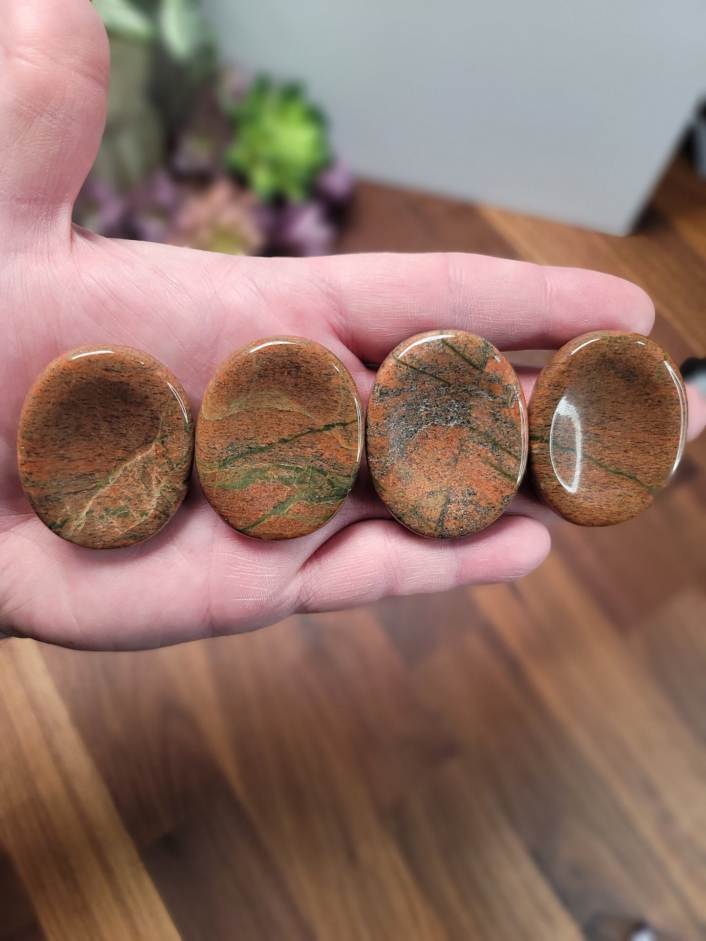 Chunky Unakite Worry Stone: Pink and Green Fidget Pocket Crystal