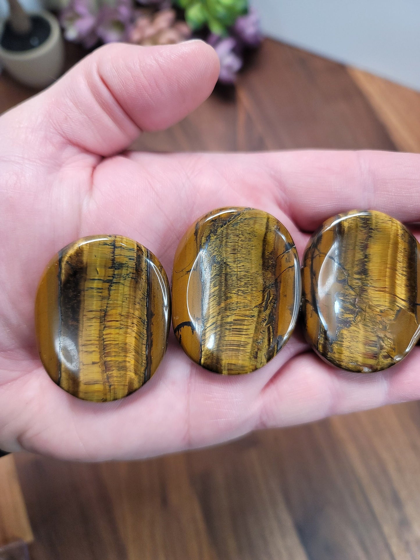 Tiger Eye Worry Stone - Polished Pocket Crystal for Calm