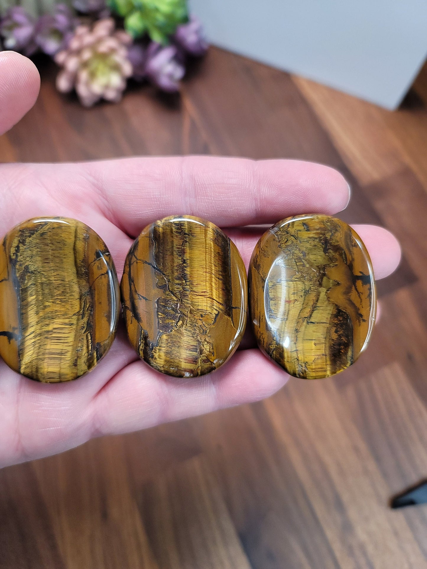 Tiger Eye Worry Stone - Polished Pocket Crystal for Calm