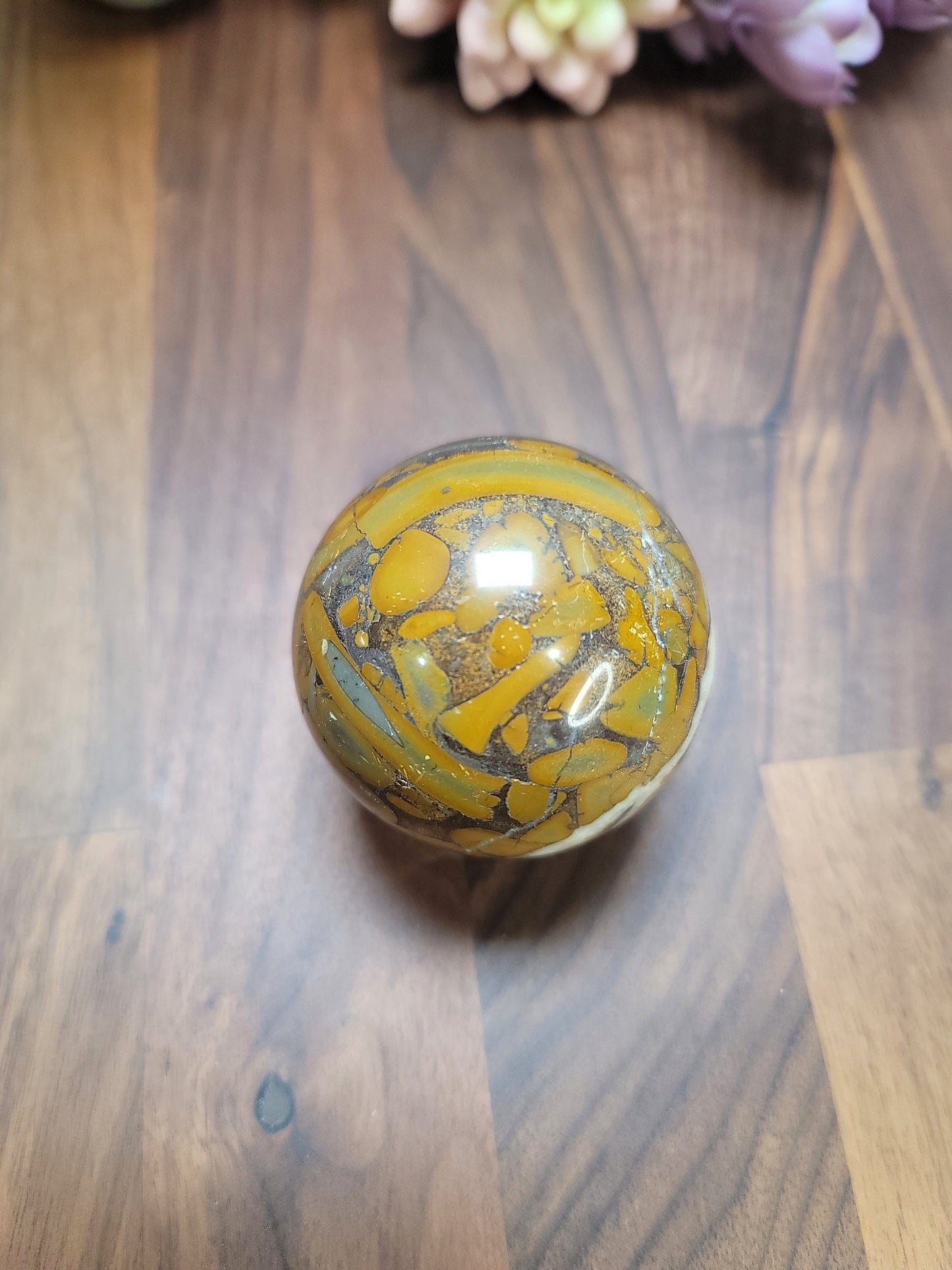 Bamboo Leaf Agate Sphere: Natural Crystal Home Decor