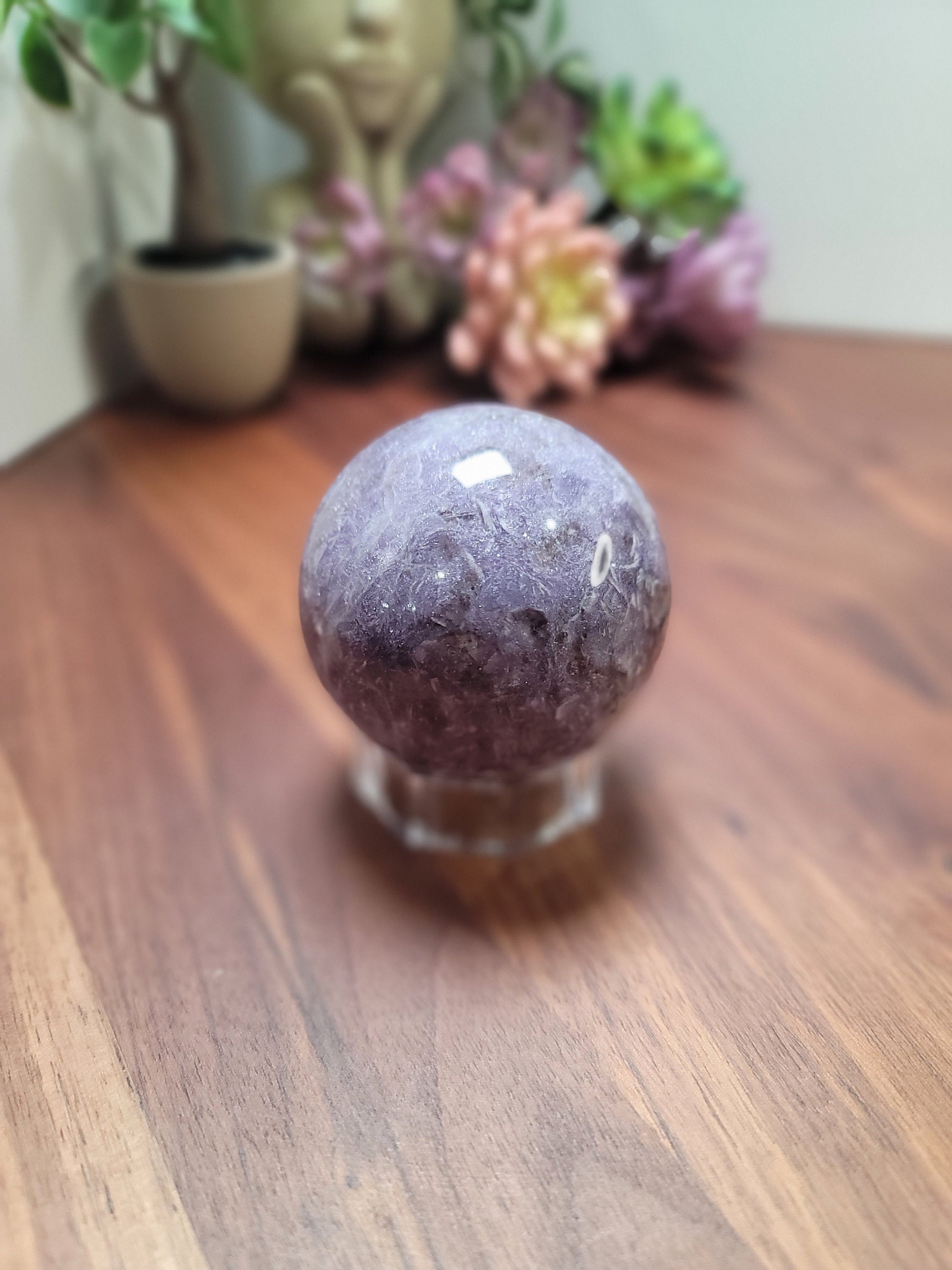 Unicorn Stone Crystal Sphere (62 MM): Purple, Pink, and White