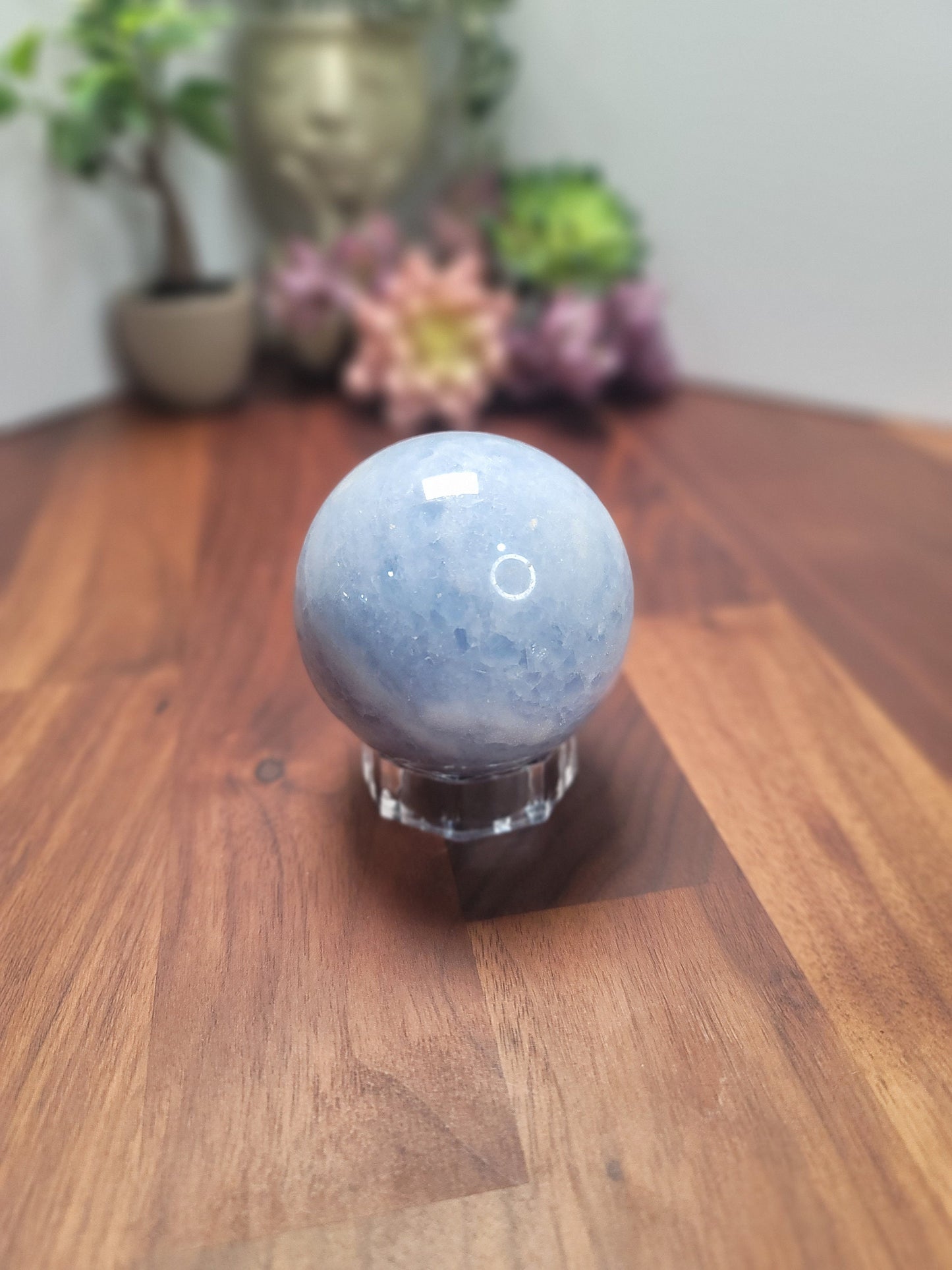 Blue Celestite Sphere, Natural Crystal (68mm Unique Stone)