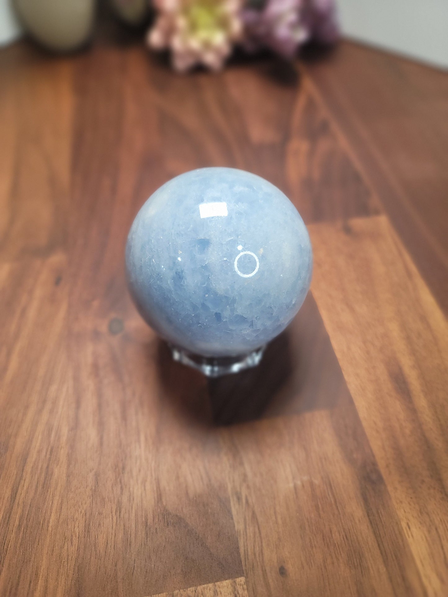 Blue Celestite Sphere, Natural Crystal (68mm Unique Stone)