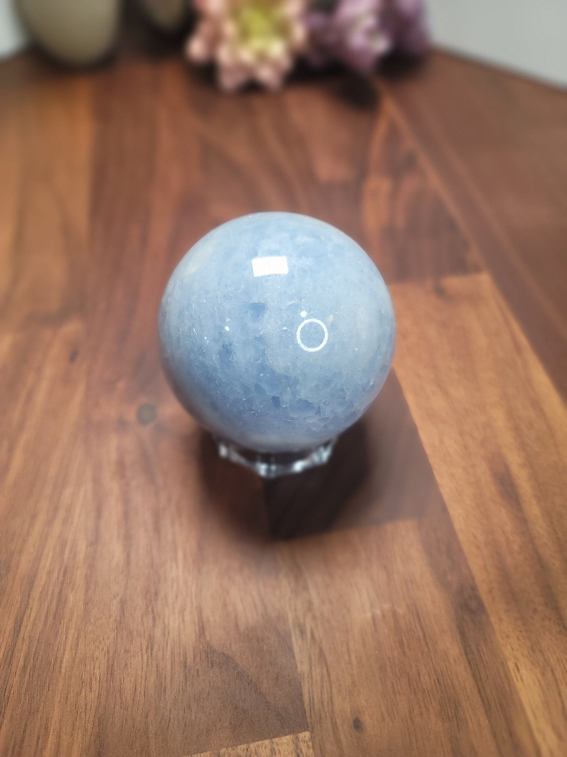 Blue Celestite Sphere, Natural Crystal (68mm Unique Stone)