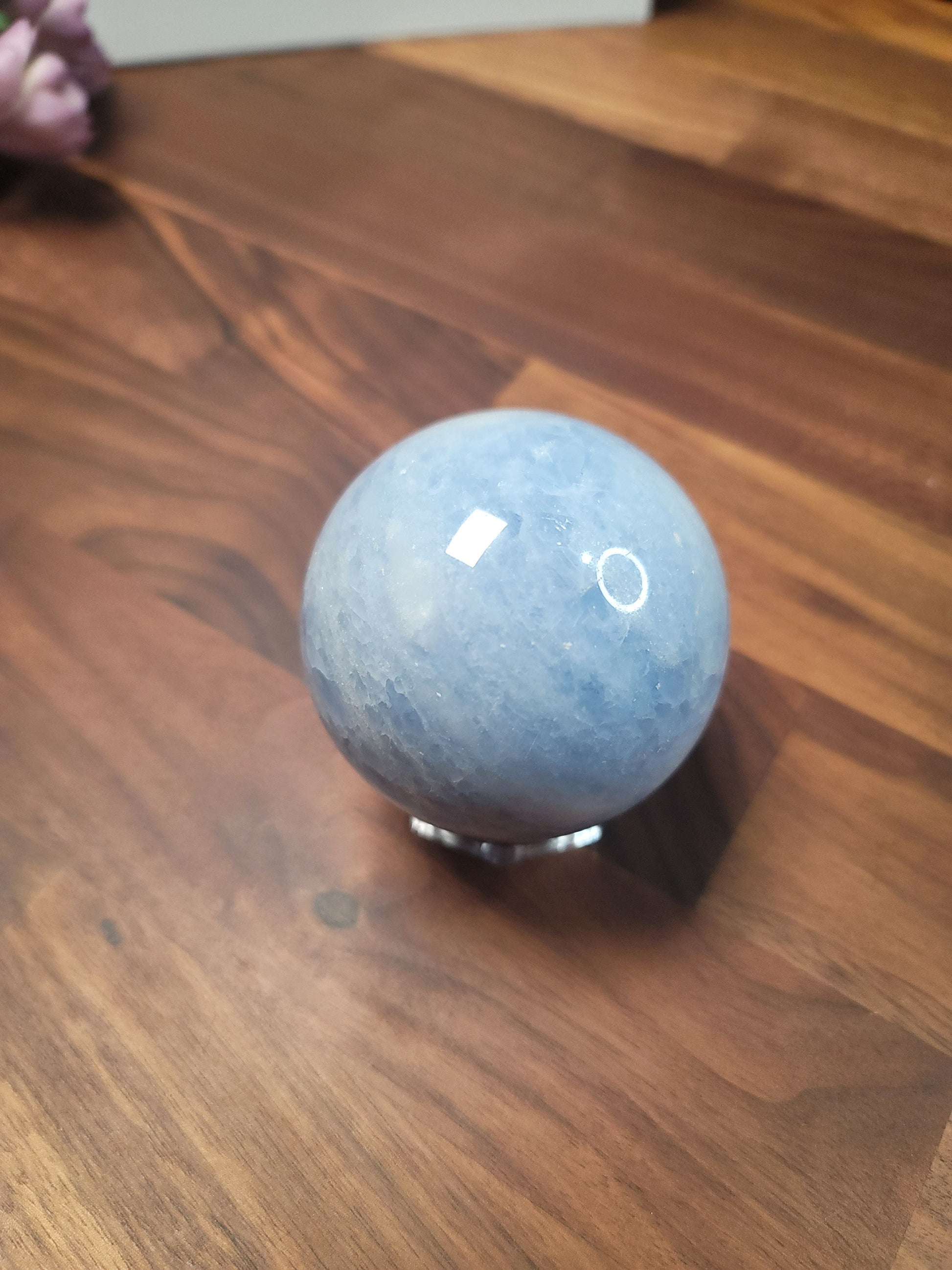 Blue Celestite Sphere, Natural Crystal (68mm Unique Stone)