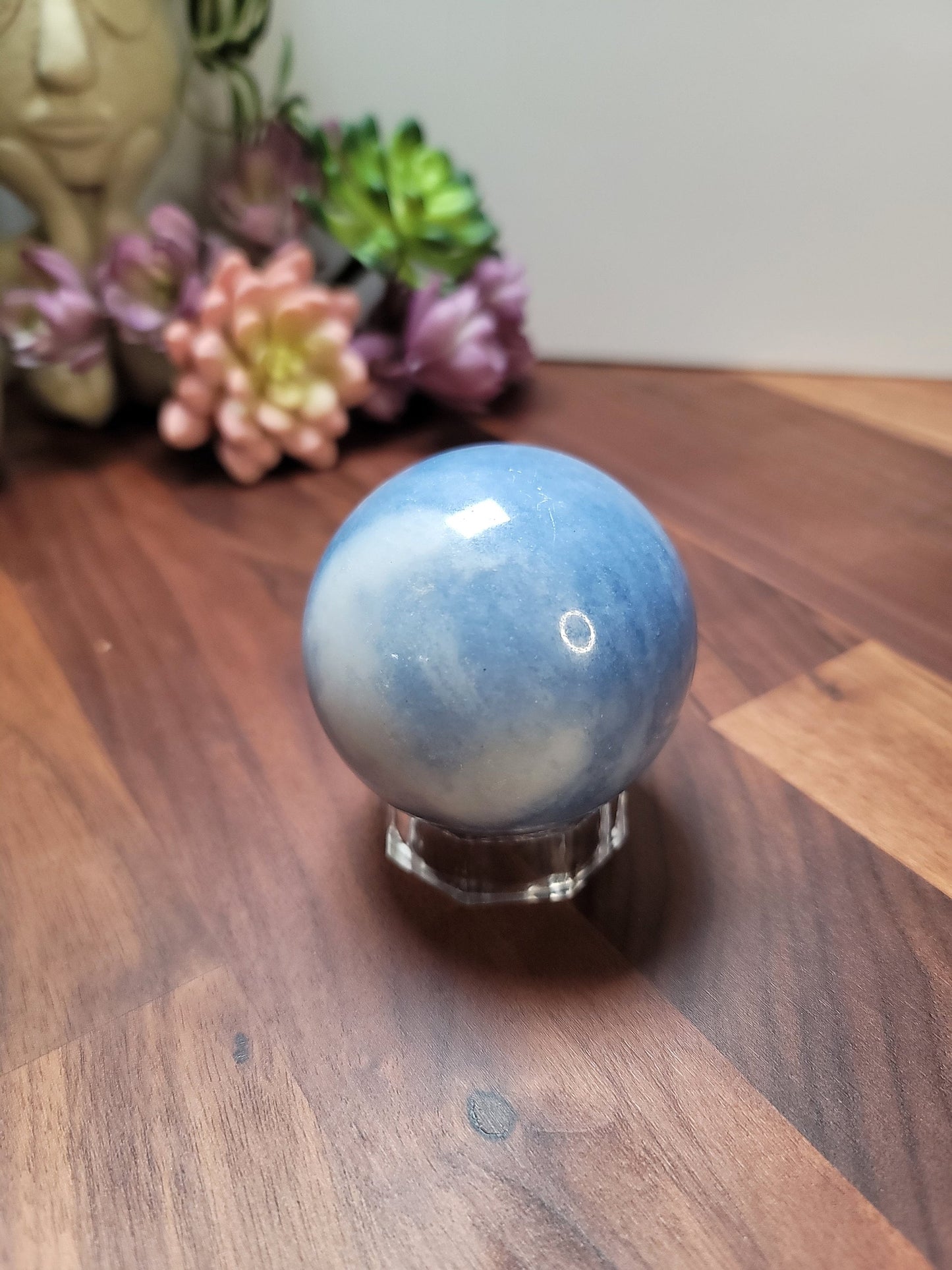 Blue Calcite Sphere: Angelcore Crystal Decor (66mm Unique Stone)