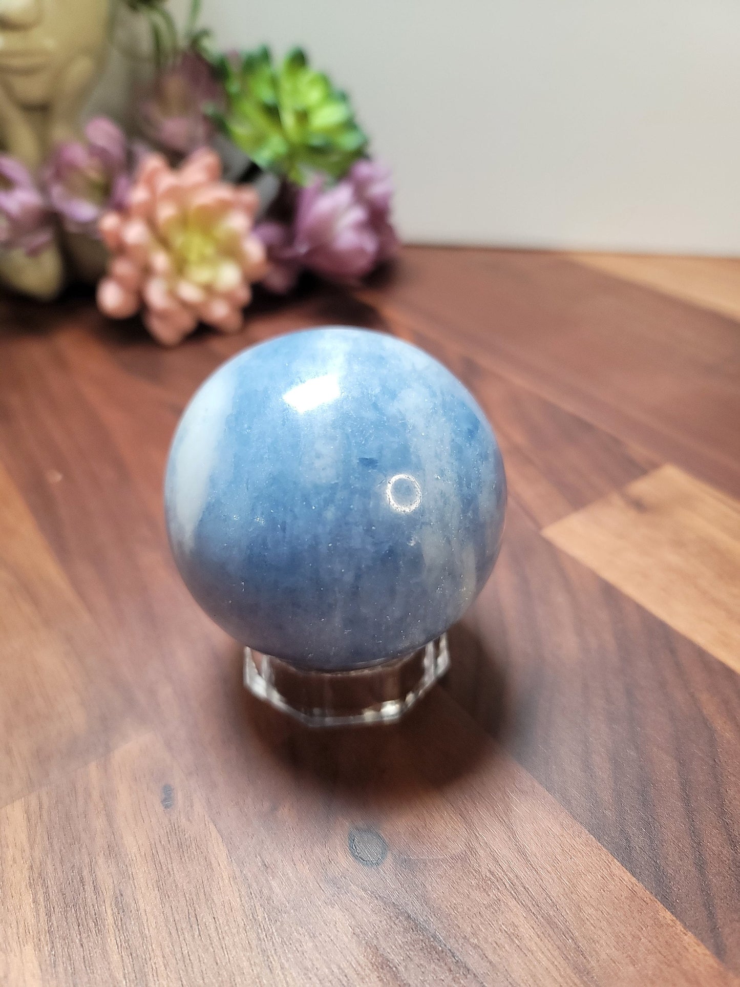 Blue Calcite Sphere: Angelcore Crystal Decor (66mm Unique Stone)
