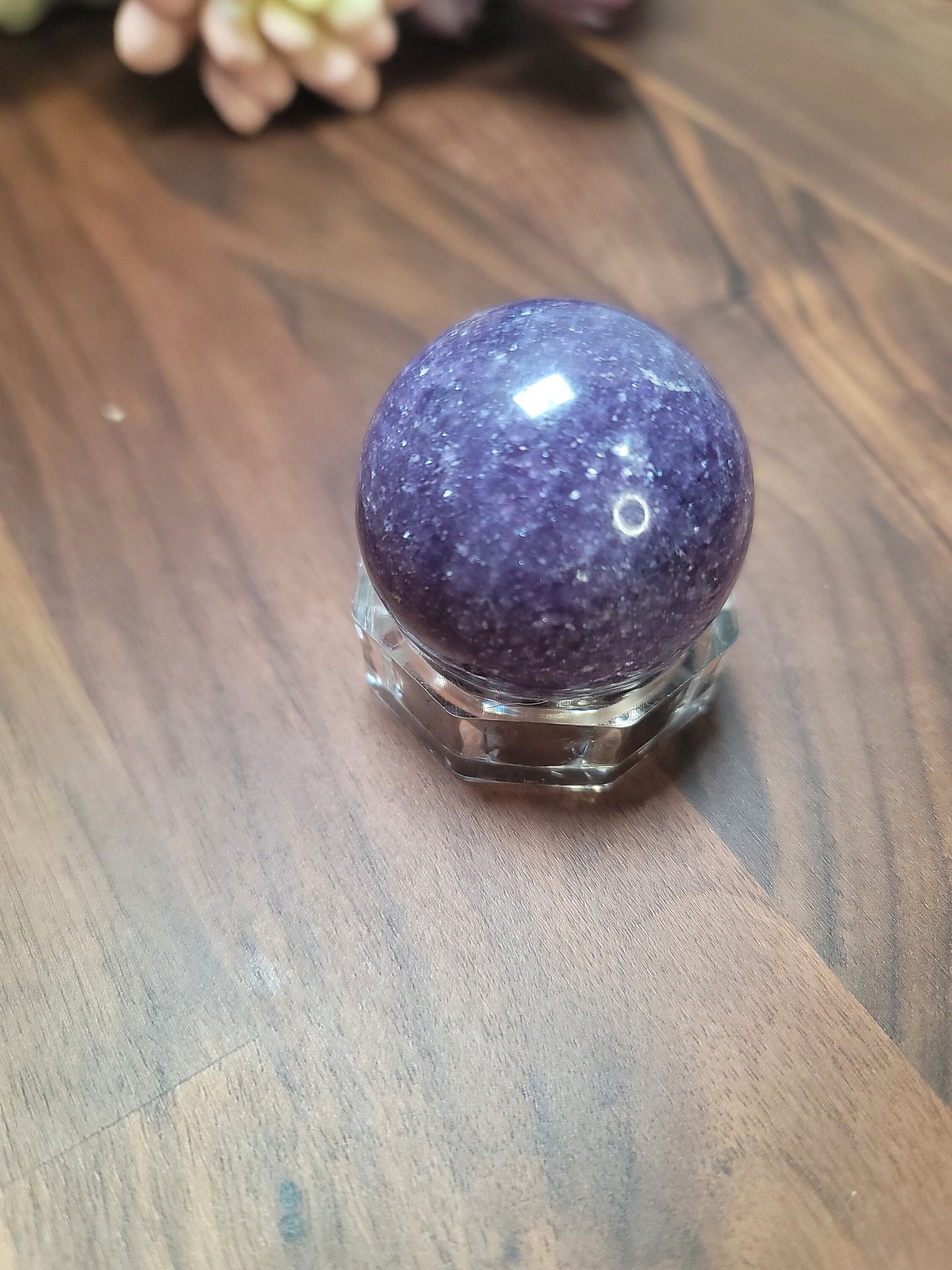 Lepidolite Crystal Sphere: Purple and White Mica, 44mm