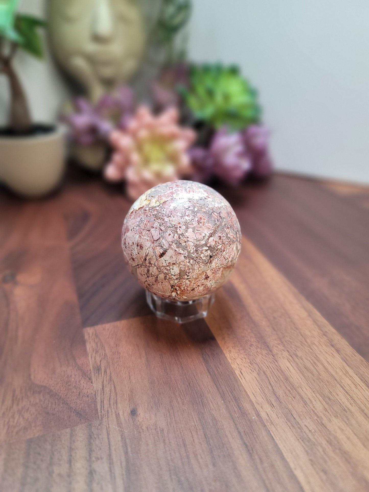 Leopardite Leopard Skin Jasper Sphere | Pink and Green | Only 1 Available