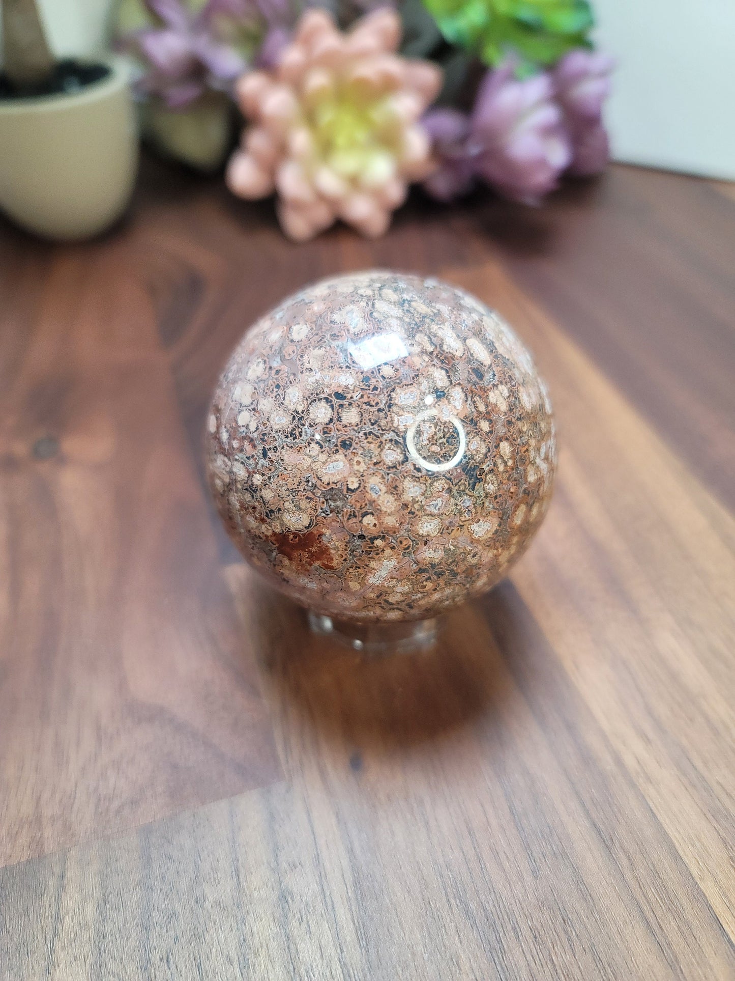 Leopardite Sphere: Leopard Skin Jasper Crystal (59 MM)