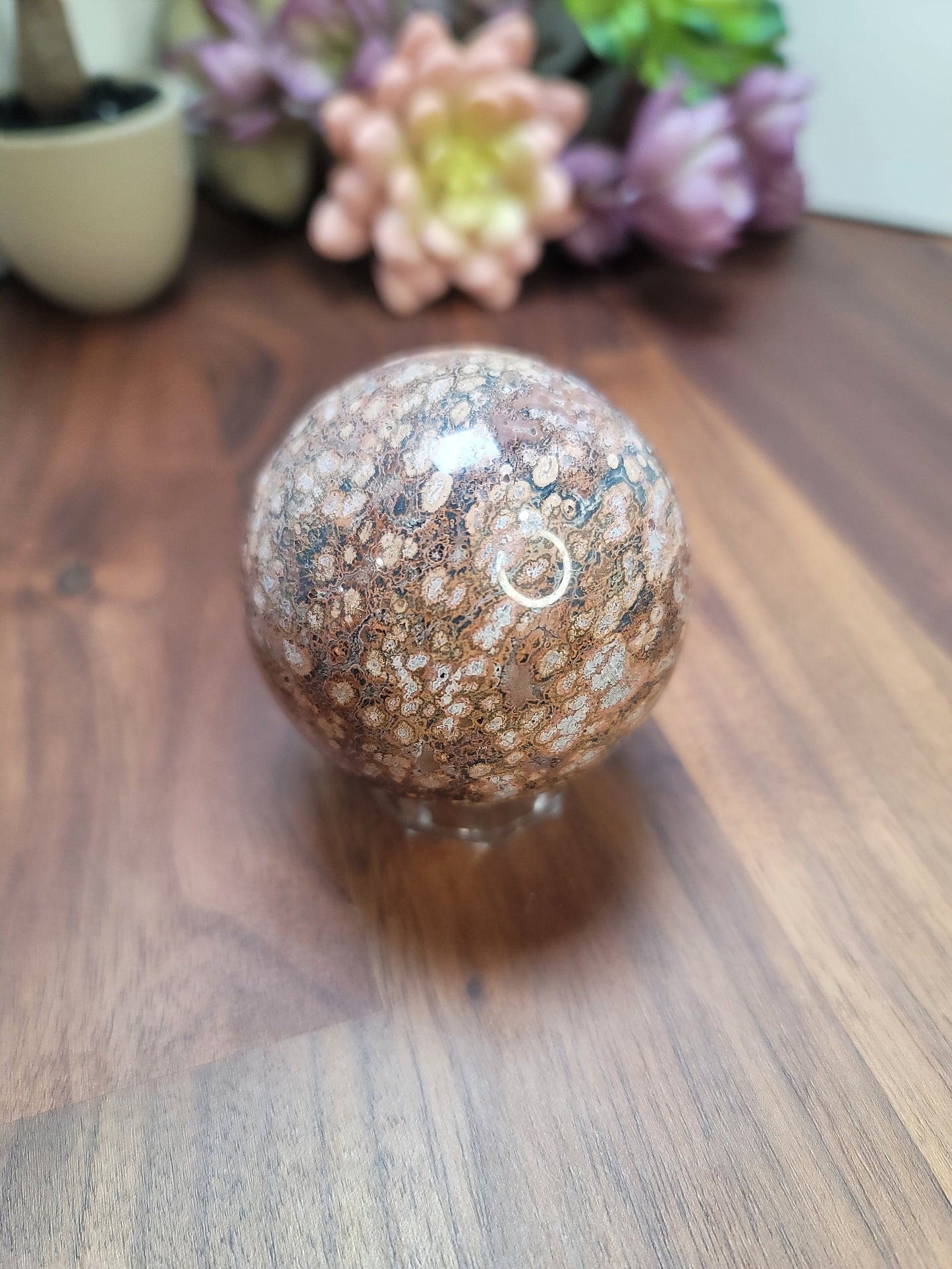 Leopardite Sphere: Leopard Skin Jasper Crystal (59 MM)