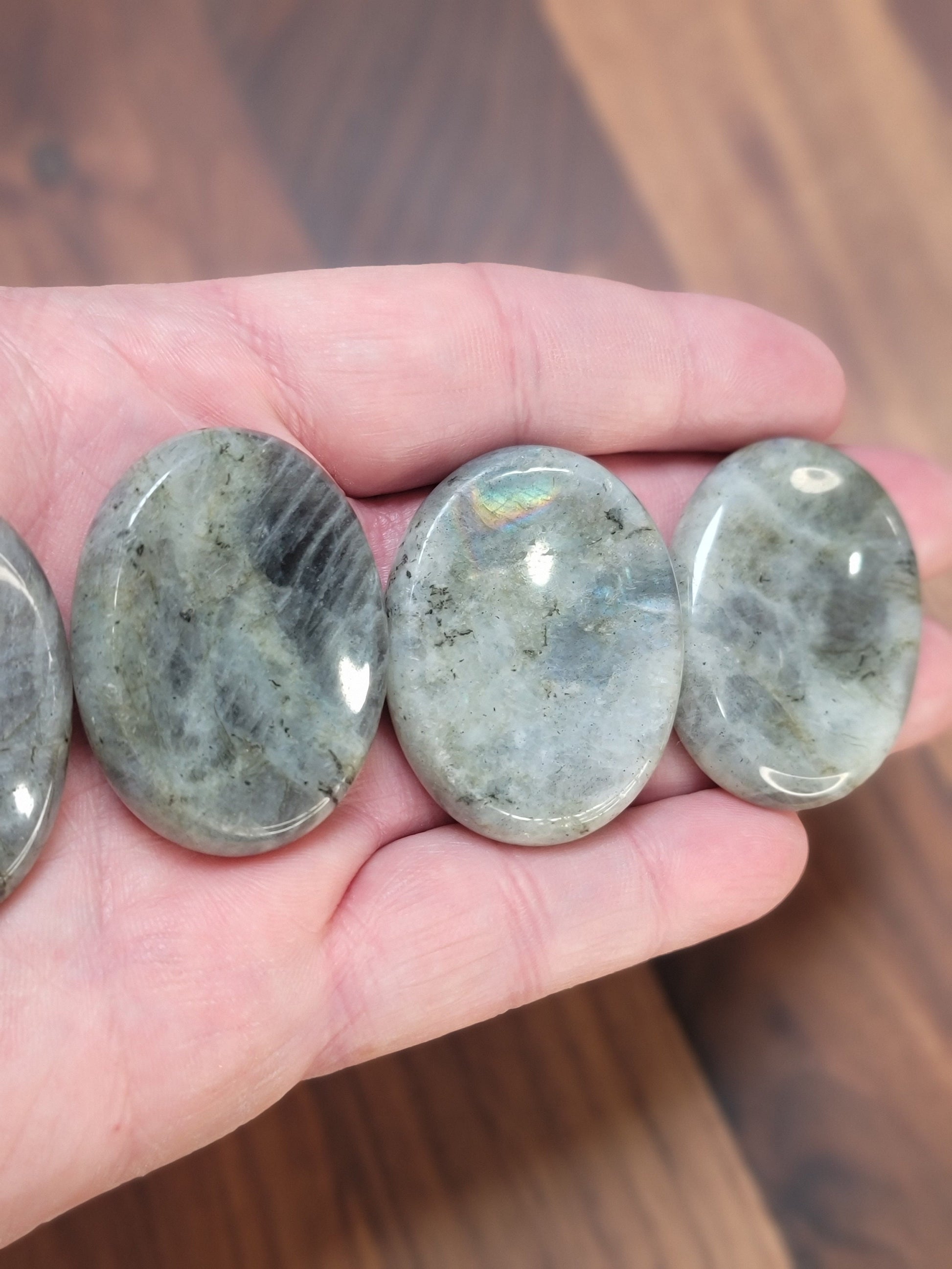 Labradorite Worry Stone: Pocket Fidget Crystal (46 MM)