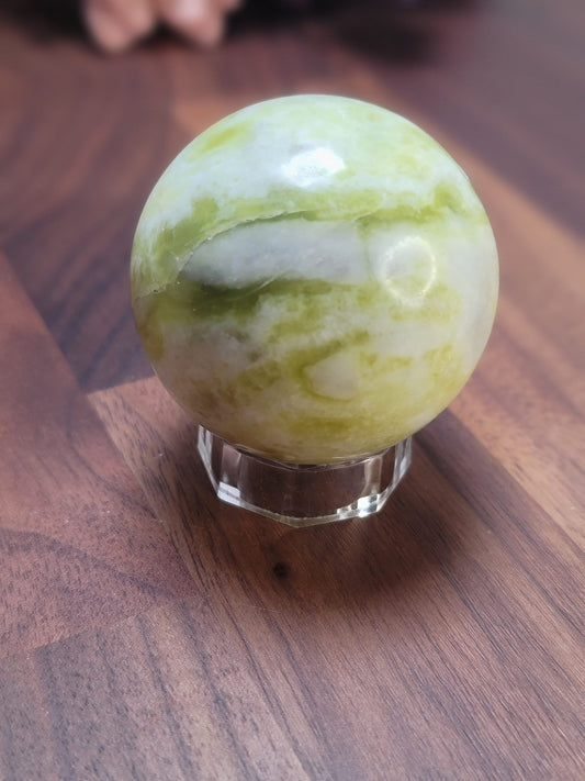 Yellow Serpentine Crystal Sphere (53mm, Natural Stone)