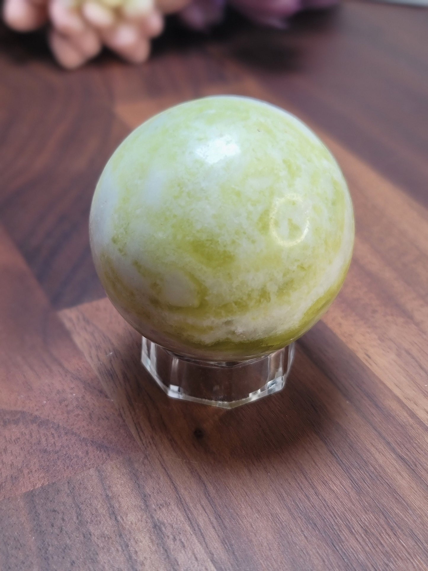 Yellow Serpentine Crystal Sphere (53mm, Natural Stone)