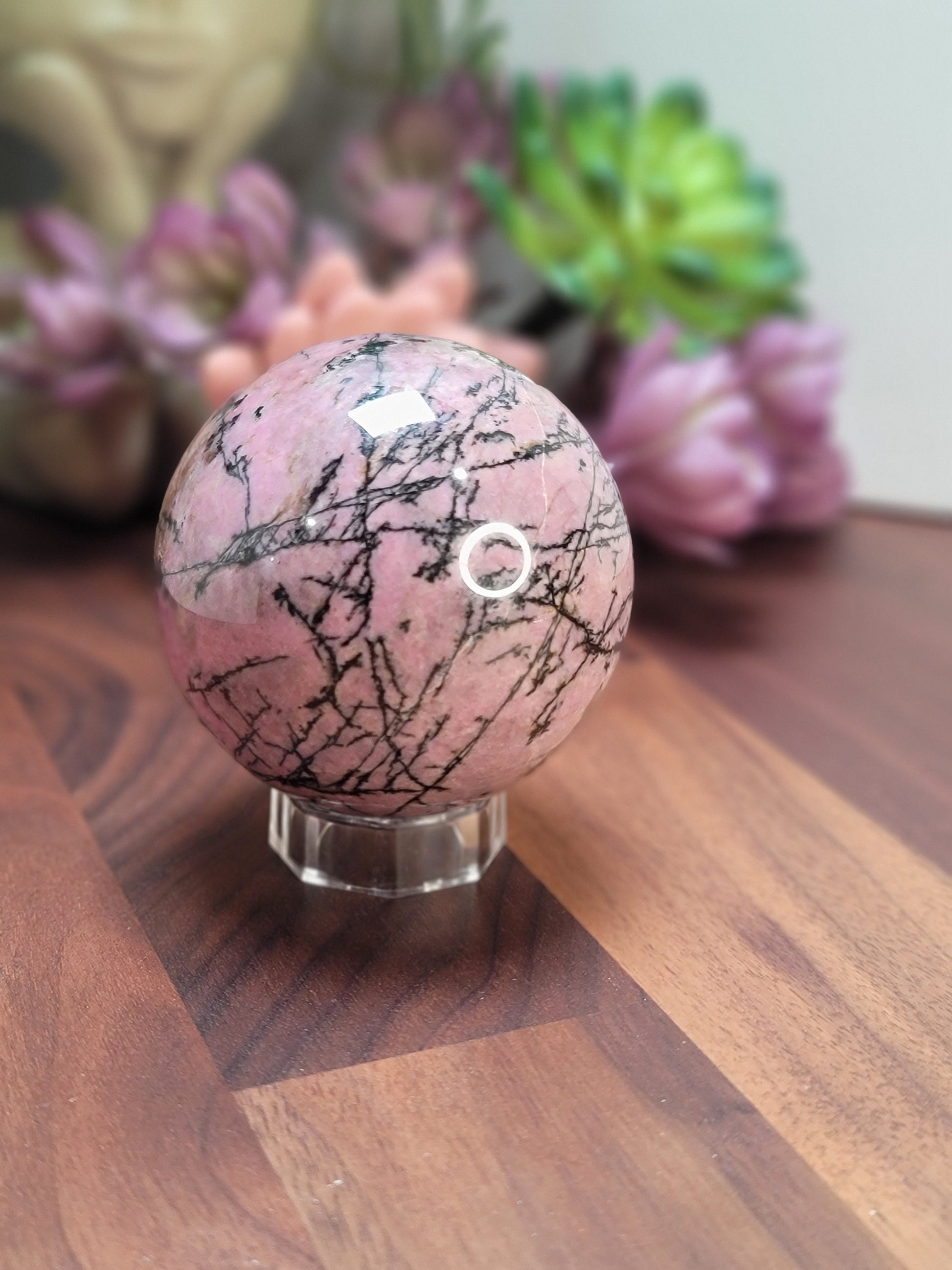 Really Nice Rhodonite Sphere | 66 MM | PC | Pink and Black | Only 1 Available