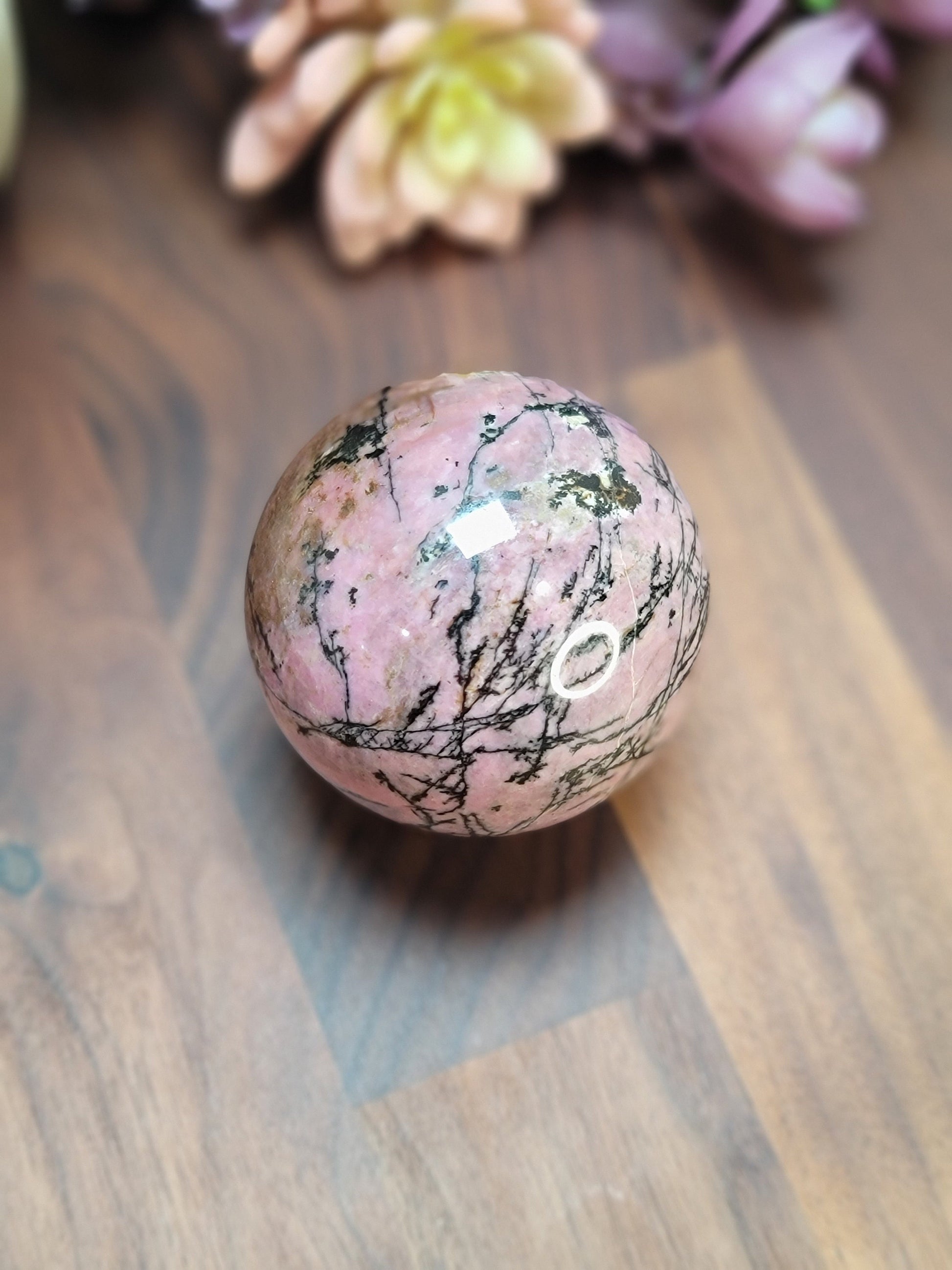 Really Nice Rhodonite Sphere | 66 MM | PC | Pink and Black | Only 1 Available