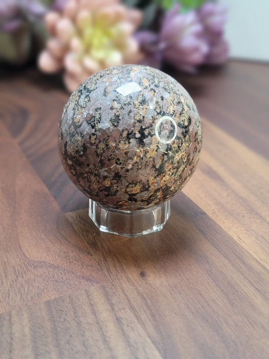 Pink Leopardite Crystal Sphere, Animal Print Stone (57mm, One Available)